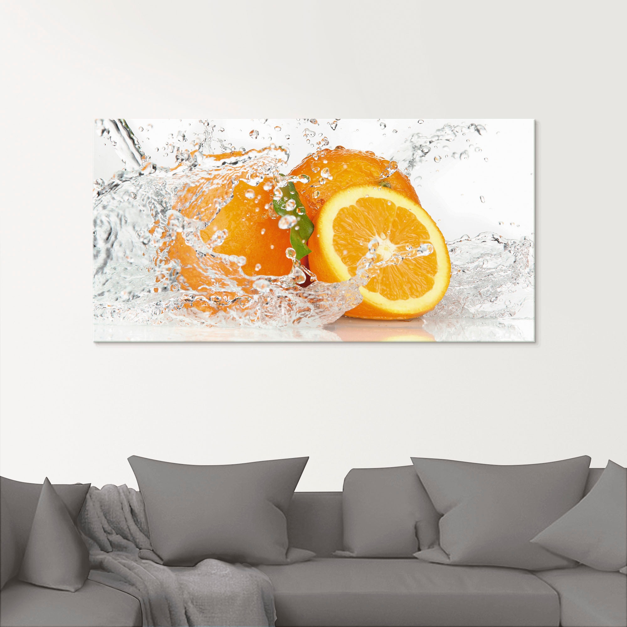 Artland Glasbild »Orange mit Spritzwasser« Süßspeisen 1 Stk. tlg. in versch günstig online kaufen