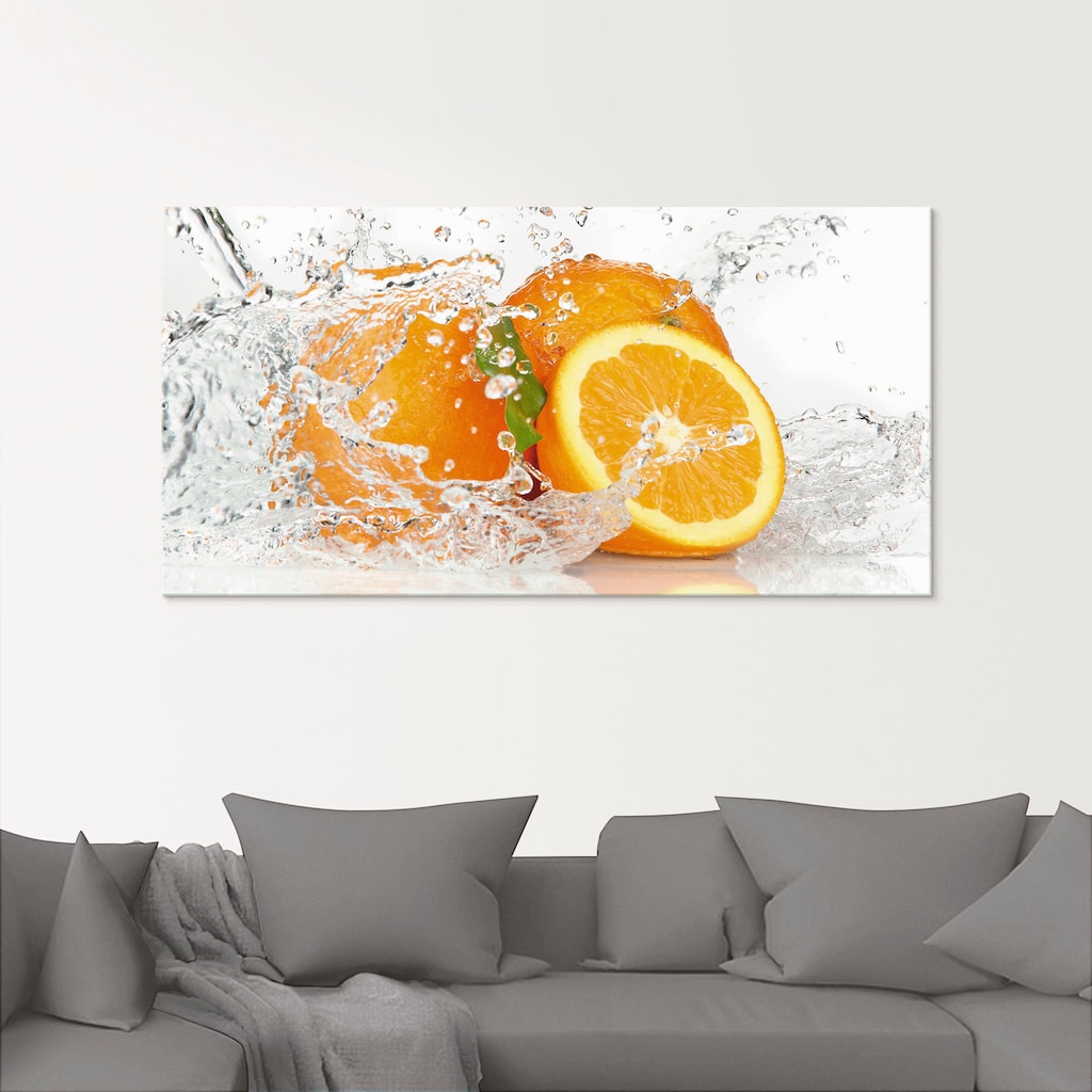 Artland Glasbild »Orange mit Spritzwasser«, Süßspeisen, (1 St.)
