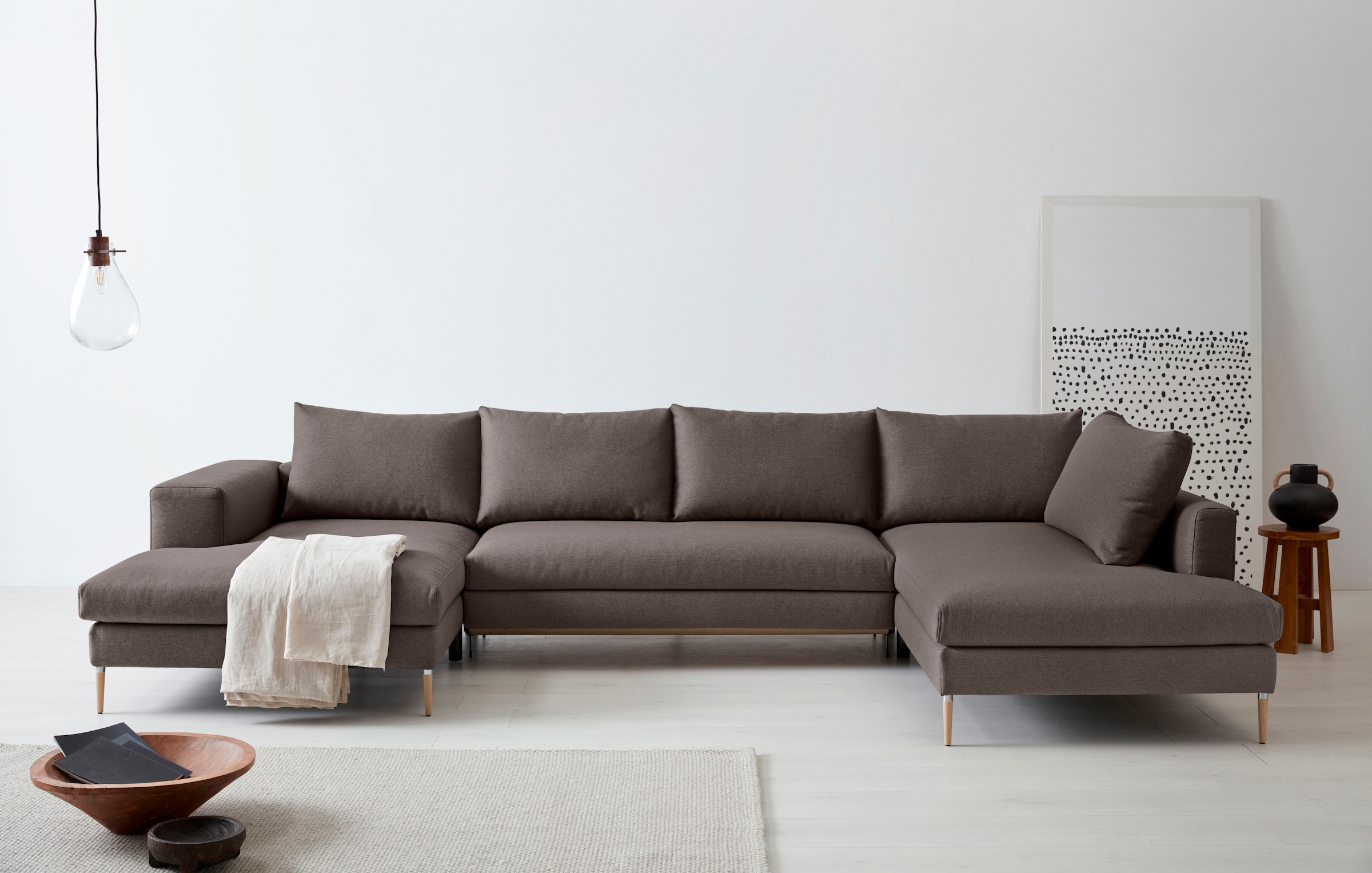 OTTO products Wohnlandschaft »Finnja, viel Platz, wahlweise Bettfunktion und Bettkasten, U-Form«