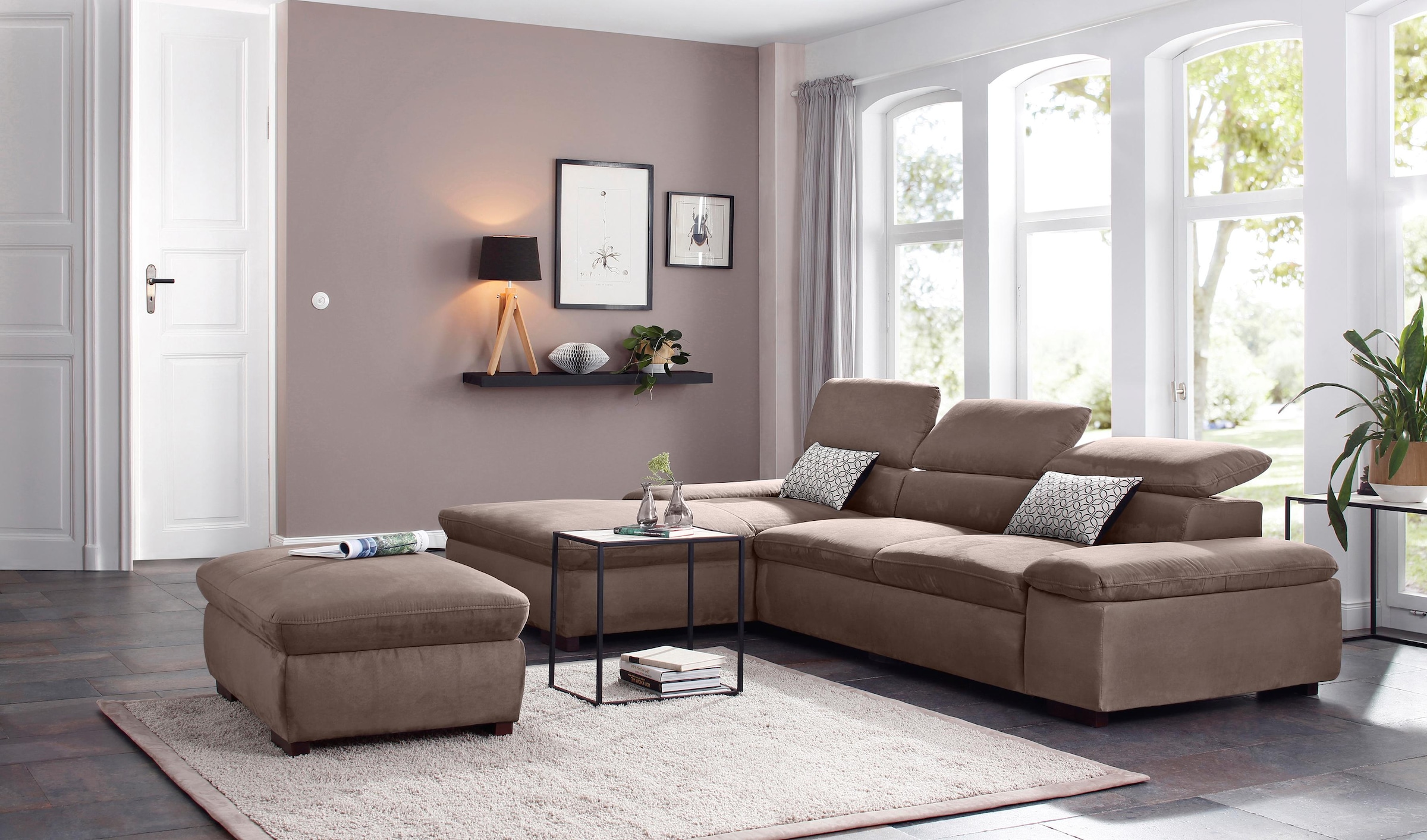 Home affaire Ecksofa »Alberto L-Form«, mit Kopfteilverstellung, wahlweise mit Bettfunktion