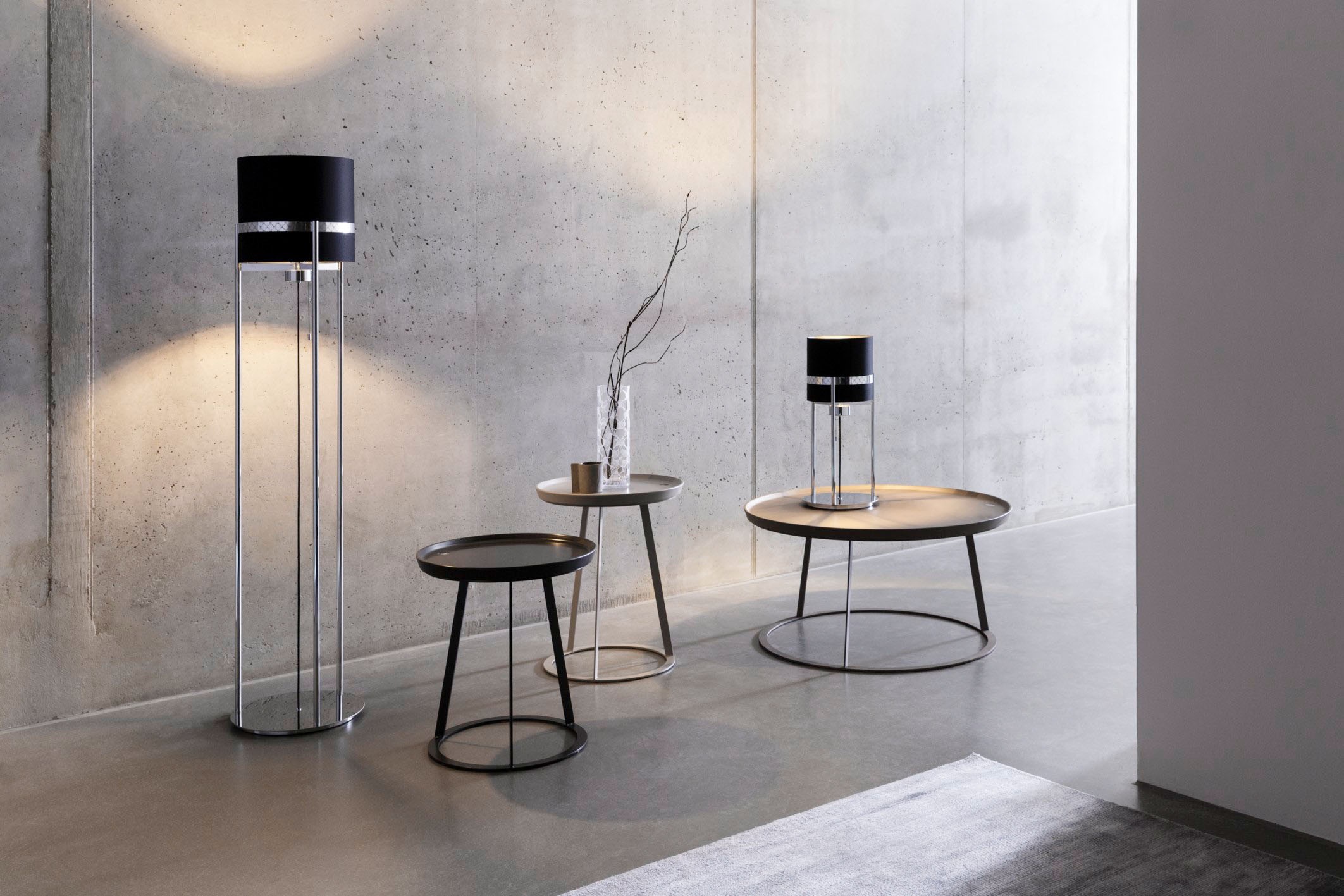 JOOP! Tischleuchte »ROUND LIGHTS«, Leuchtmittel E27 | ohne Leuchtmittel, mit rundem Textil-Leuchtenschirm und eingelassenem Metall-Dekorband