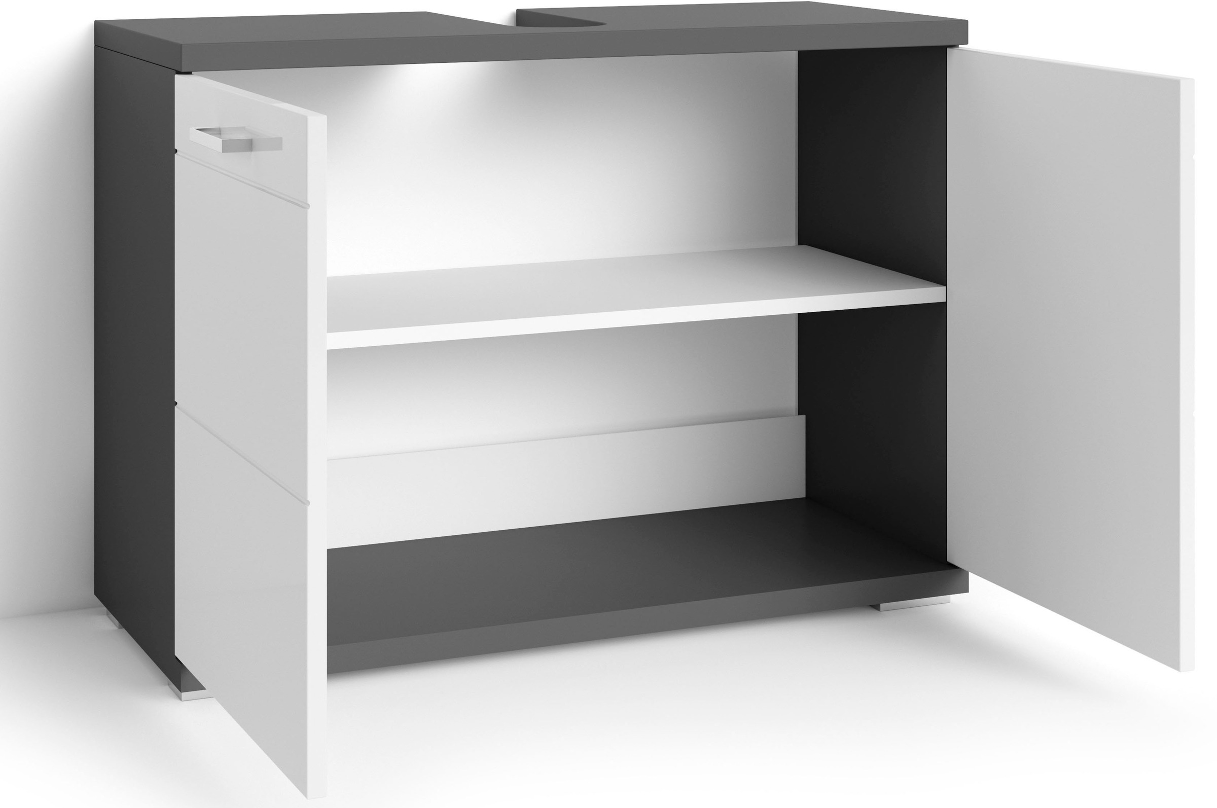 byLIVING Waschbeckenunterschrank »Nebraska«, Breite 80 cm, Badezimmerschrank, MDF-Fronten in Hochglanz-Optik