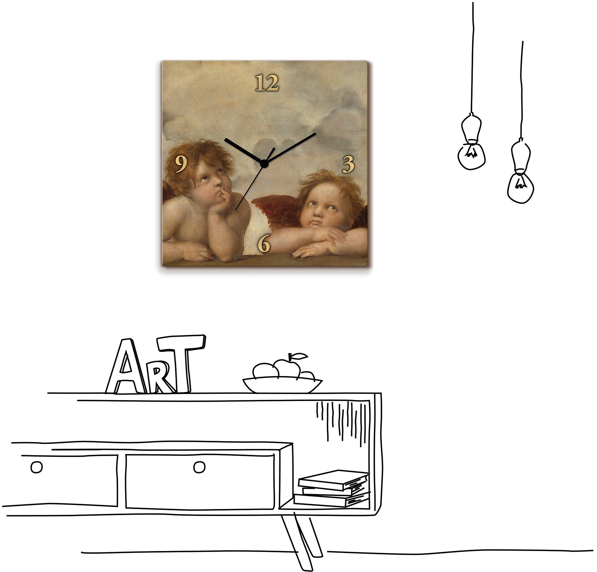 Artland Wanduhr »Detail aus Die Sixtinische Madonna.«, wahlweise mit Quarz- oder Funkuhrwerk, lautlos ohne Tickgeräusche