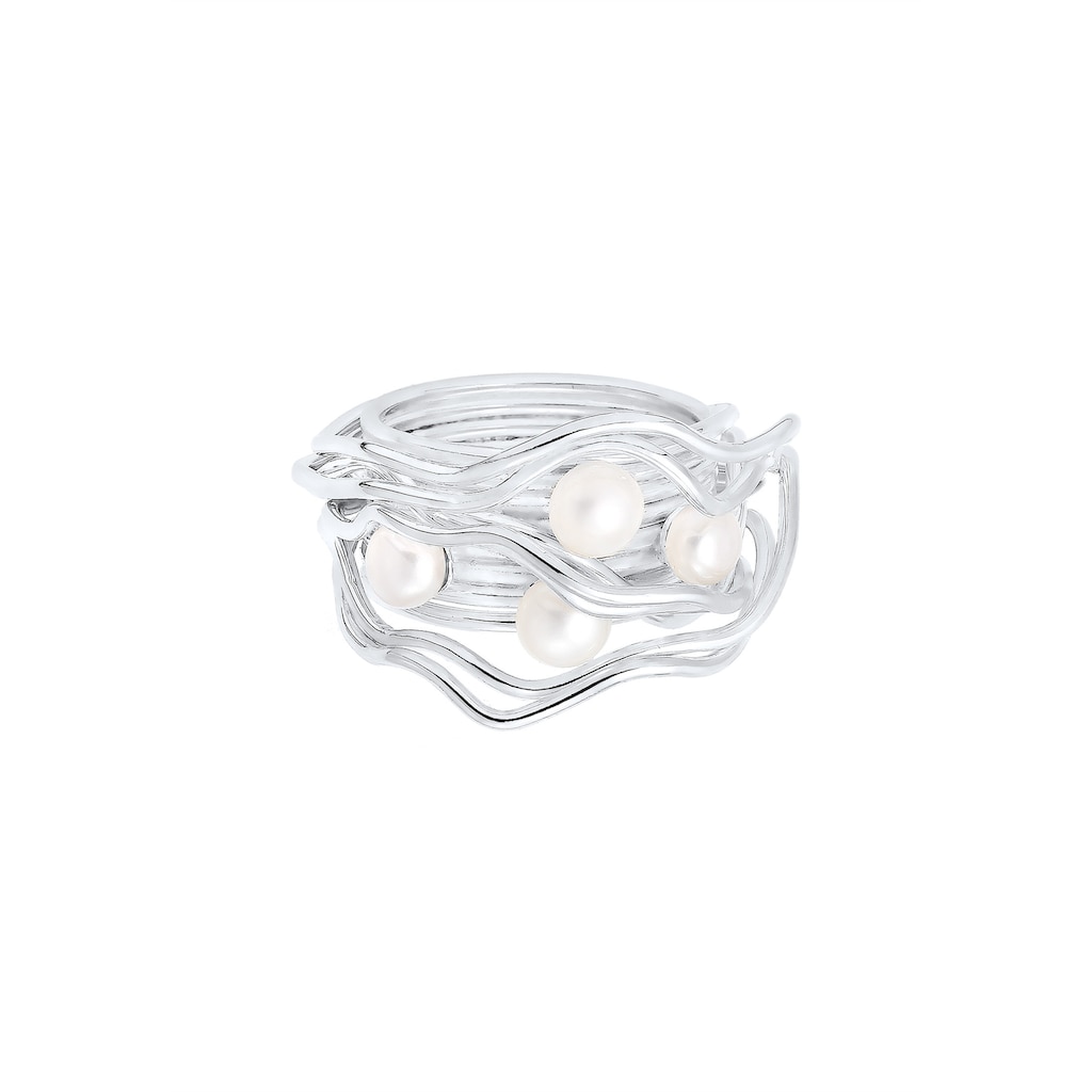 Nenalina Perlenring »Süßwasserperlen Geschwungen Gedreht 925 Silber«
