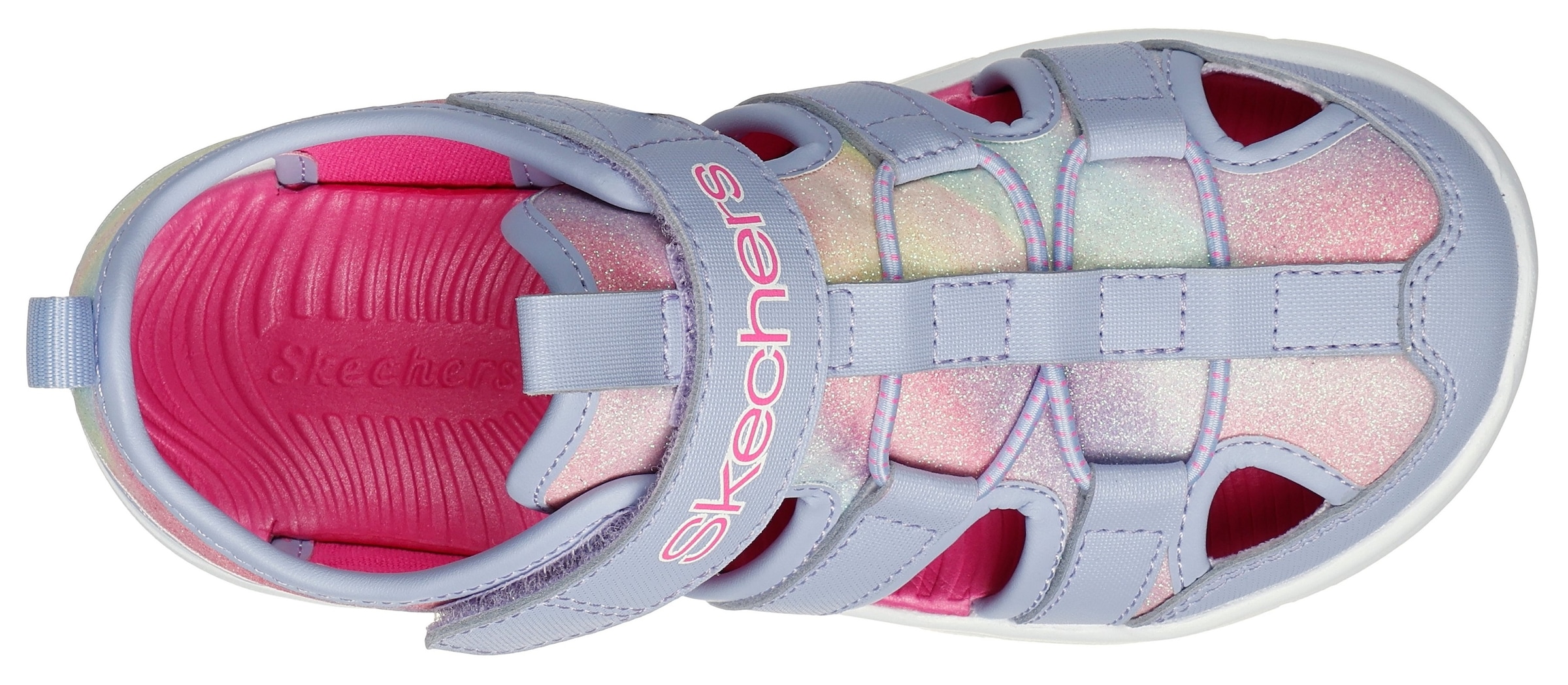 Skechers Sandale »FLEX SPLASH DAYLIGHT SHIMMER«, Klettschuh mit Glitzer, Größenschablone zum Download