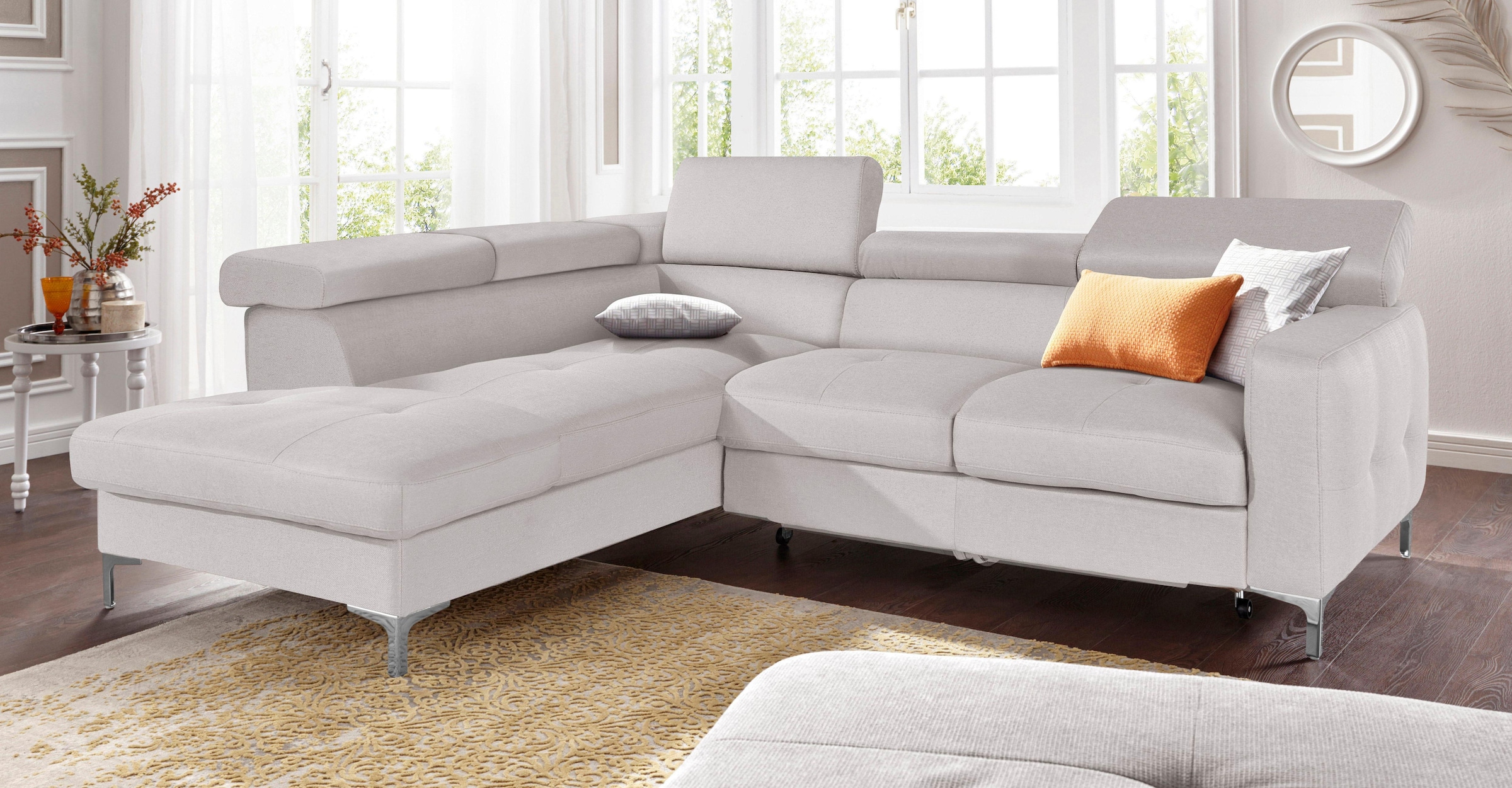 COTTA Ecksofa »Sammy L-Form«, mit Kopfteilverstellung, wahlweise mit Bettfunktion & Bettkasten