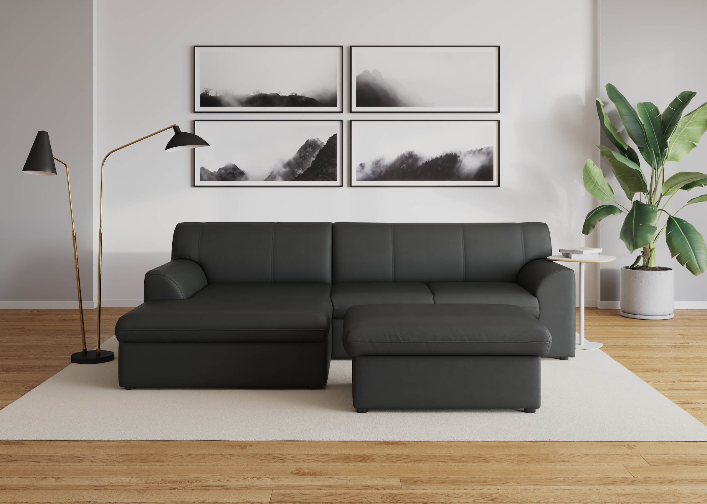 DOMO collection Ecksofa »Topper, elegant und zeitlos, kompaktes Stellmaß 245/155cm, L-Form«, mit Recamiere, wahlweise mit Schlaffunktion