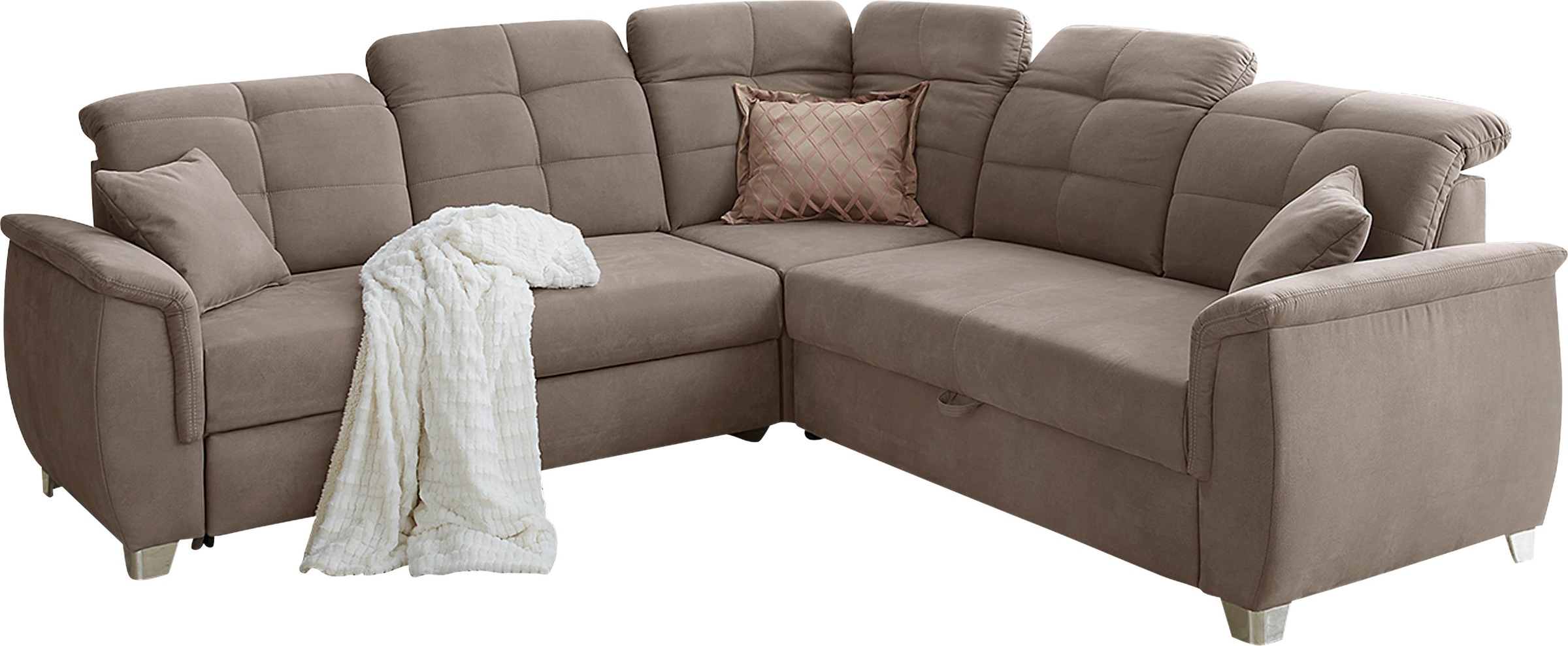Jockenhöfer Gruppe Ecksofa Udine, verstellbare Kopfteile, Gästebett- und Relaxfunktion