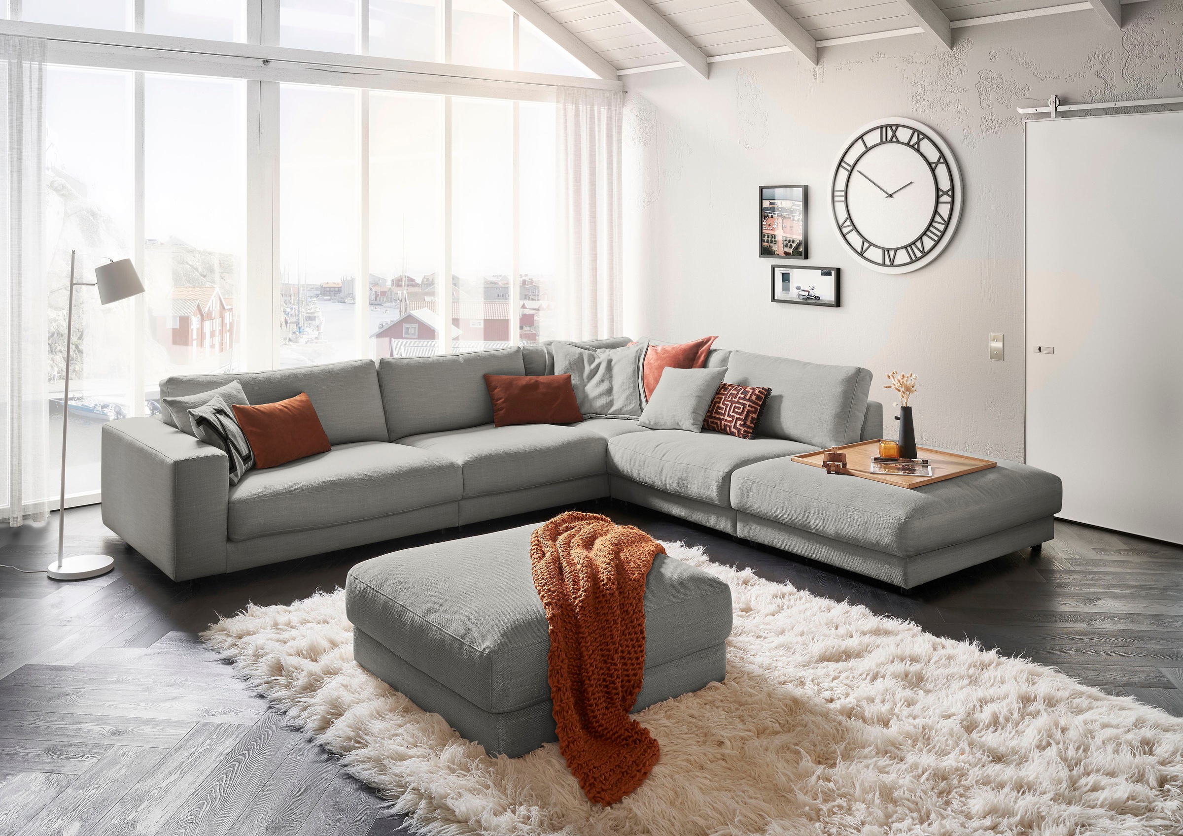 3C Candy Ecksofa »Enisa II, bequem und komfortabel, großes Familiensofa, L-Form«, incl. 3 Flatterkissen, wahlweise mit Flecken-Schutz-Bezug Easy care