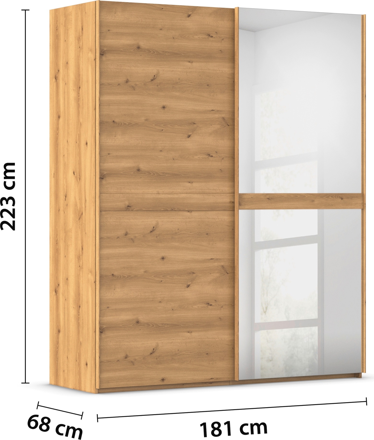 rauch Schwebetürenschrank »Kleiderschrank Schrank Garderobe Schlafzimmerschrank SCALE-LINE«, edle Optik mit Bauchbinde in Korpusfarbe mit Spiegel MADE IN GERMANY