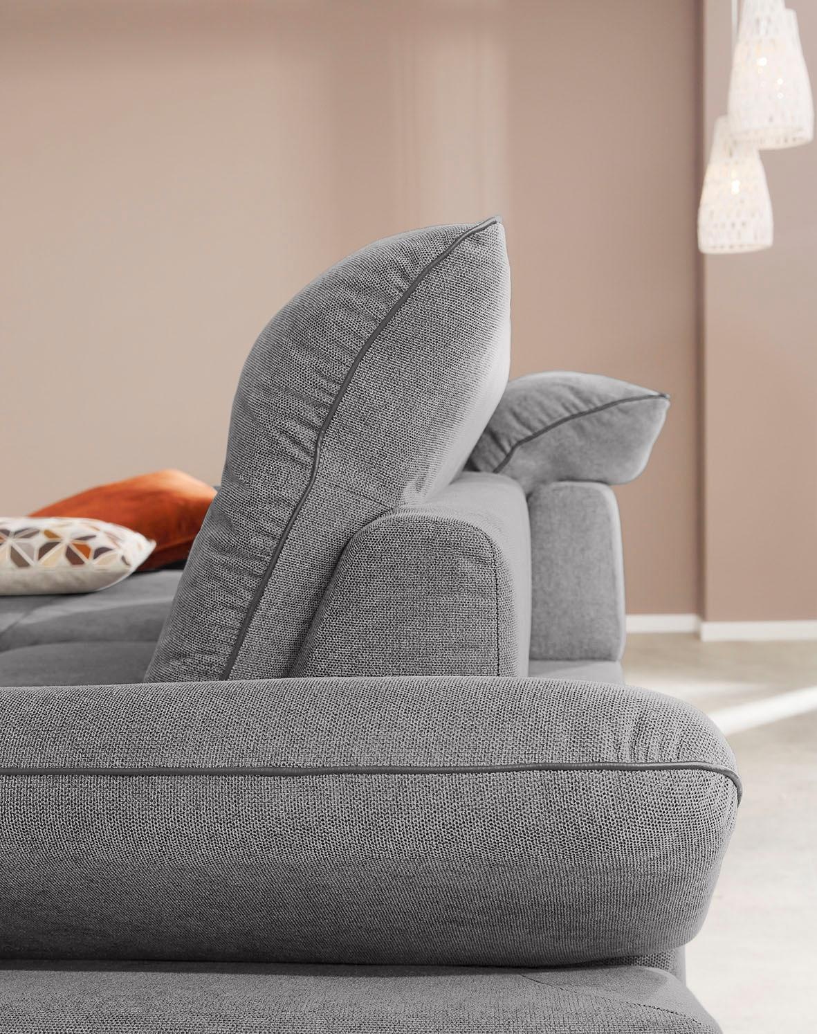 W.SCHILLIG Ecksofa »enjoy&MORE, Designsofa, elegant und bequem, L-Form«, Sitztiefenverstellung, Füße bronze pulverbeschichtet, Breite 294 cm