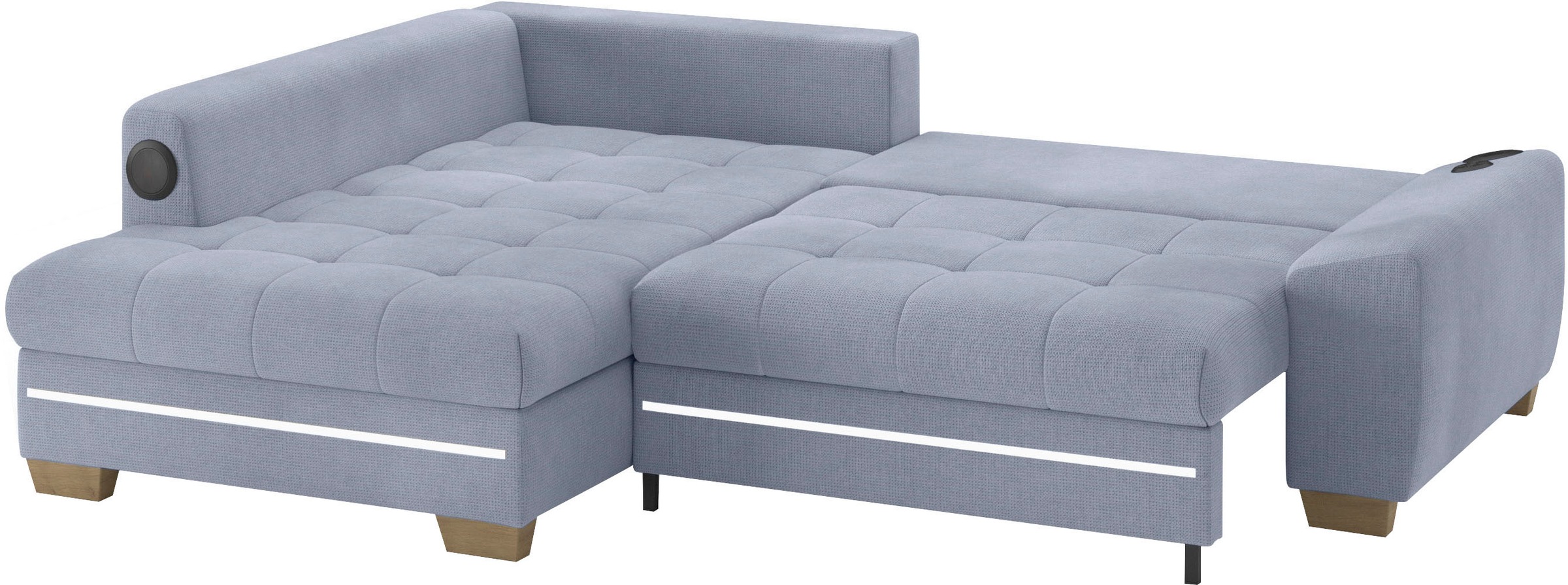 Mr. Couch Ecksofa »Nikita II, L-Form«, mit Kaltschaum, RGB-LED, Soundsystem, wahlweise mit Bett, Bettkasten