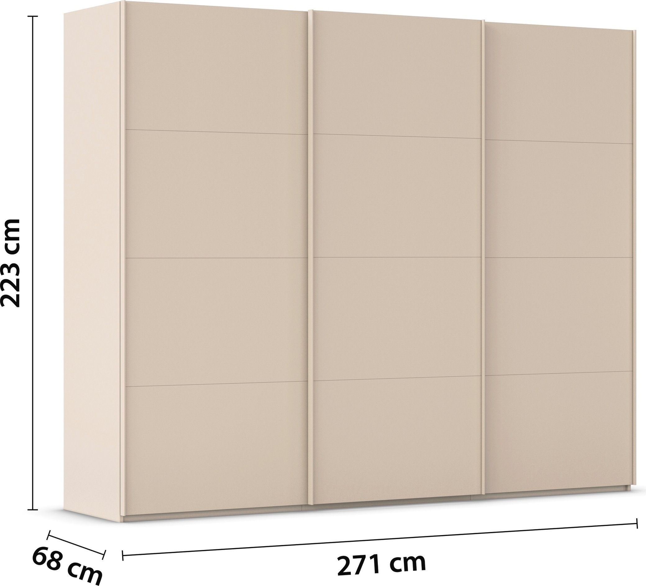rauch Schwebetürenschrank »Kleiderschrank Schrank Garderobe Schlafzimmerschrank SCALE-FYRA«, edle viergeteilte Türen viele Farben und Griff-Farben MADE IN GERMANY