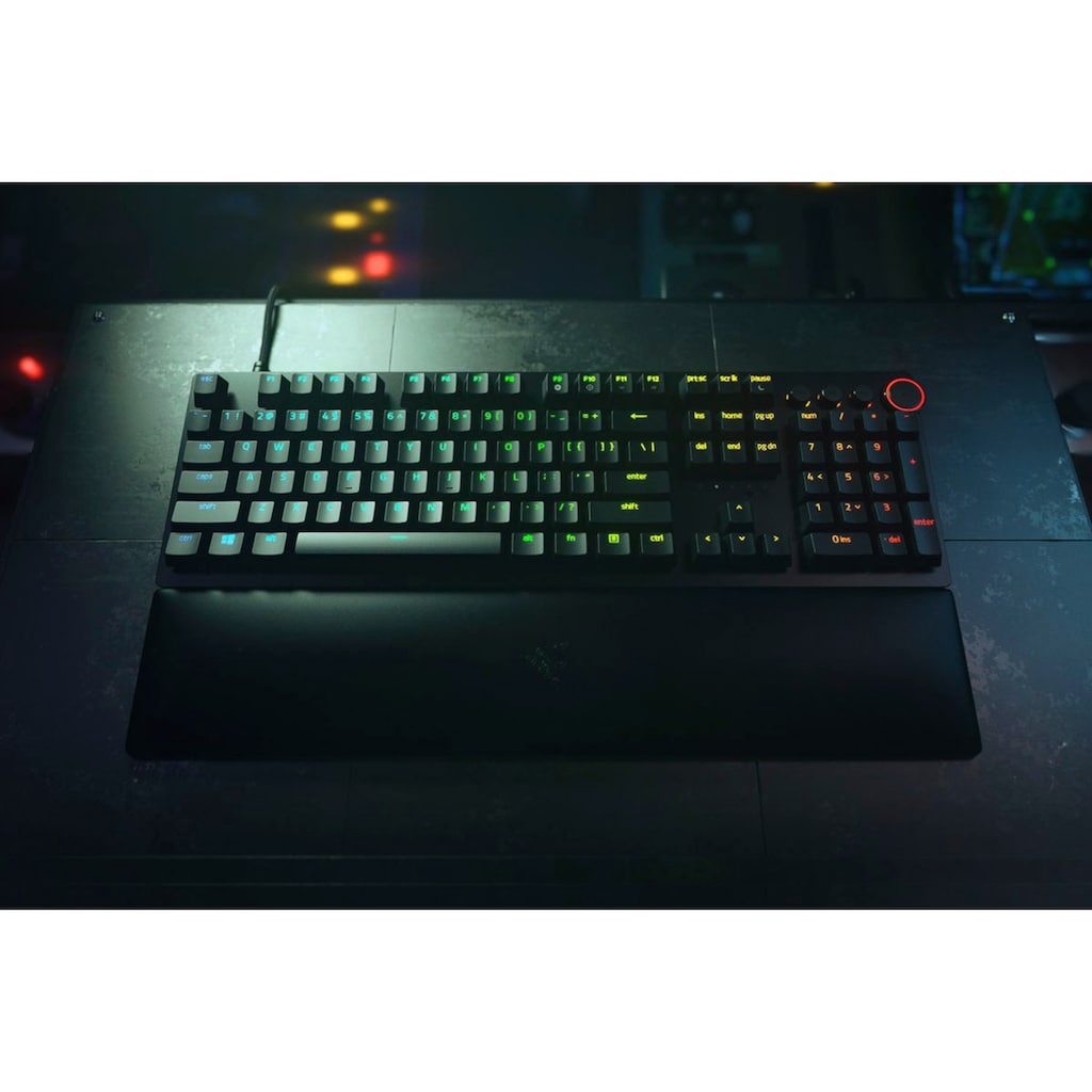 RAZER Gaming-Tastatur »Huntsman V2 Red Switch«, (Multimedia-Tasten-Fn-Tasten-USB-Anschluss-Gaming-Modus-Handgelenkauflage)