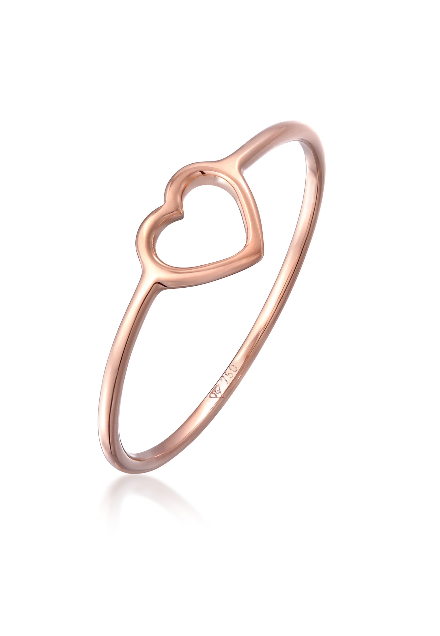 Elli Premium Fingerring »Bandring Herz Symbol Trend 750 Roségold (18  Karat)« | Goldarmbänder