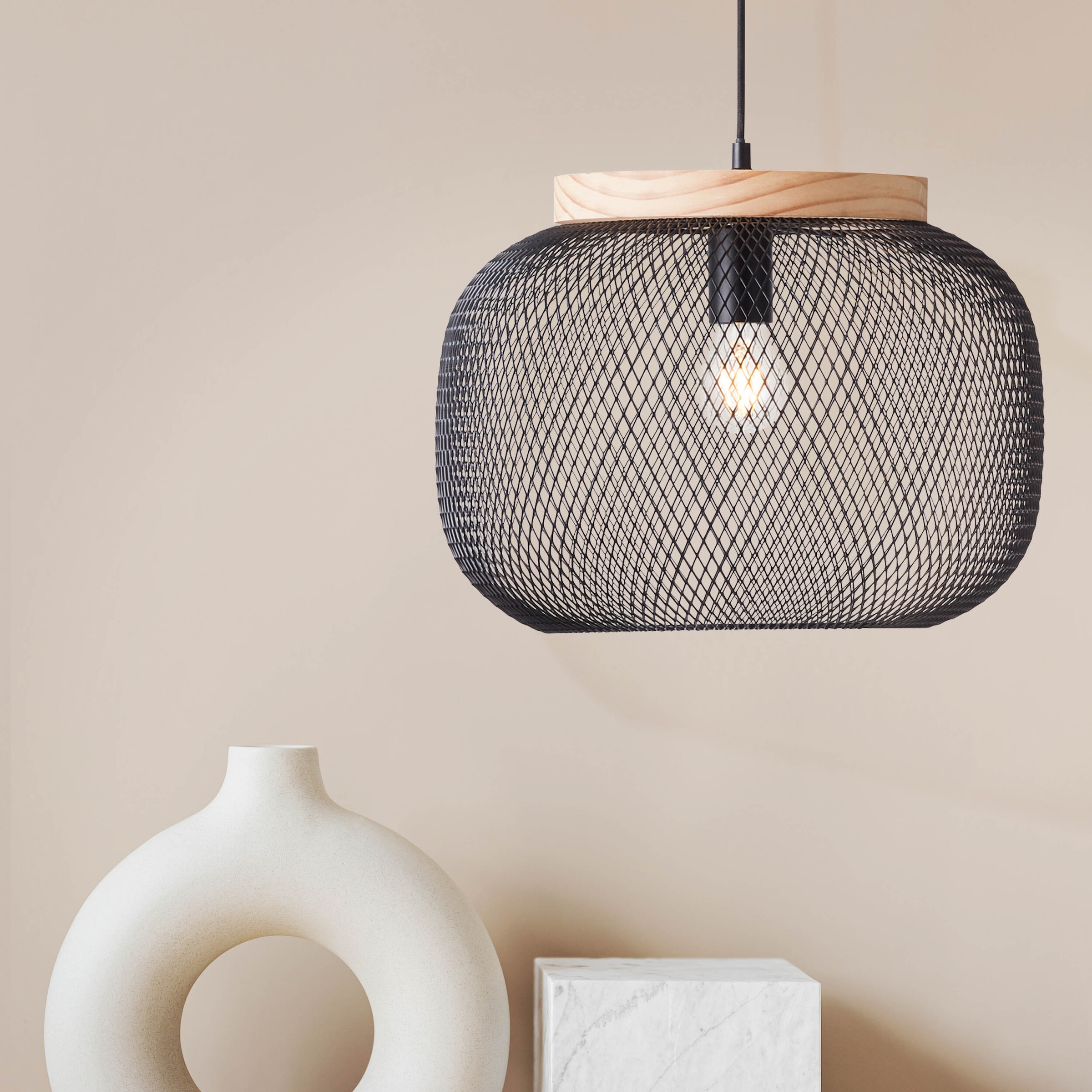 Brilliant Pendelleuchte »Giada«, 1 flammig, Leuchtmittel E27 | ohne Leuchtmittel, Pendelleuchte, 40 cm, E27, kürzbar, Metall/Holz