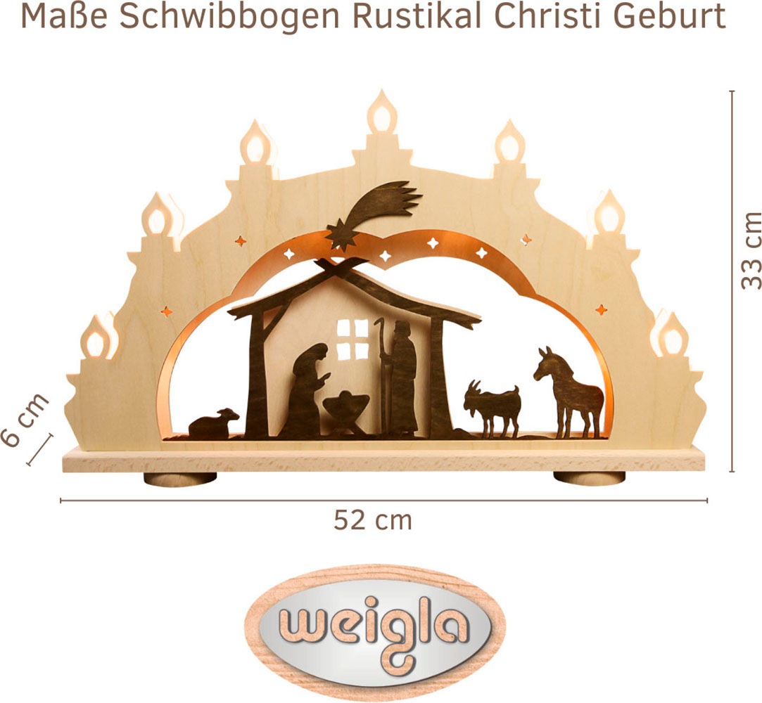 Weigla LED Schwibbogen, Erzgebirge garantiert, Weihnachtsdeko Innen, Weihnachtsbeleuchtung