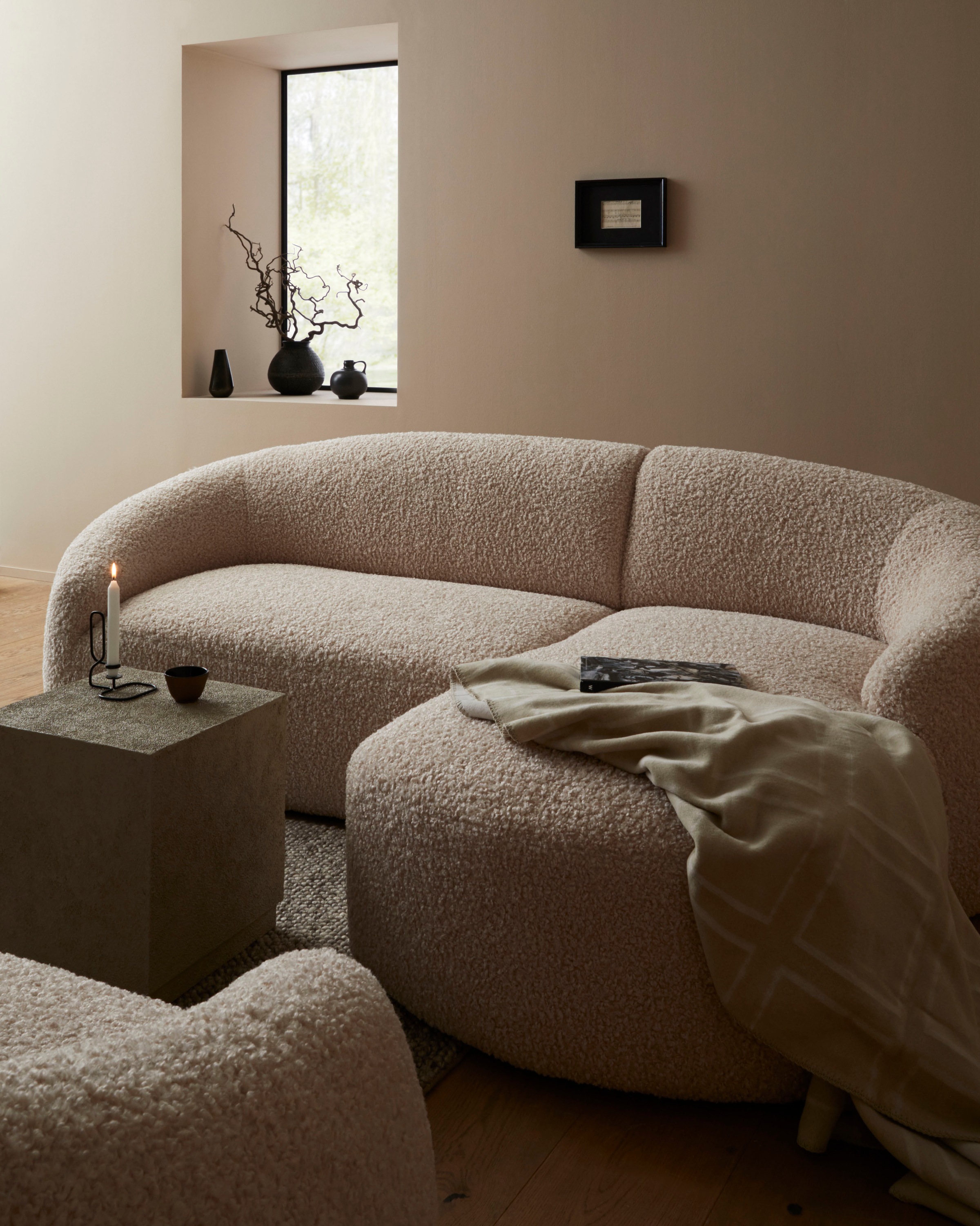 LeGer Home by Lena Gercke Sessel »YANI Relaxsessel, Loungesessel, Maße B/T/H: 127/96/76 cm«, organische Form, mit Wellenunterfederung, auch in Bouclé
