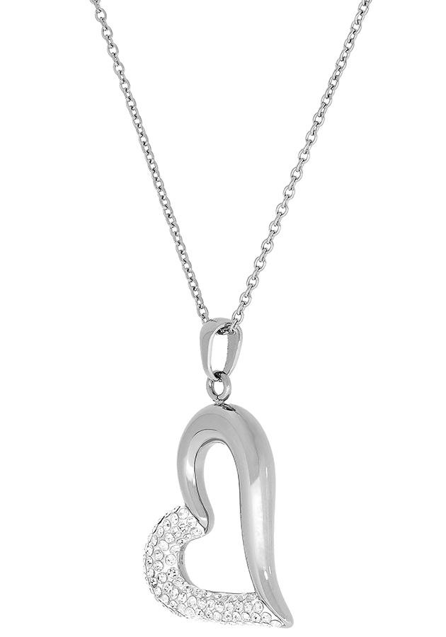 Firetti Herzkette »Halskette Schmuck Geschenk funkelndes Herz "LIEBE"«, mit Kristallstein