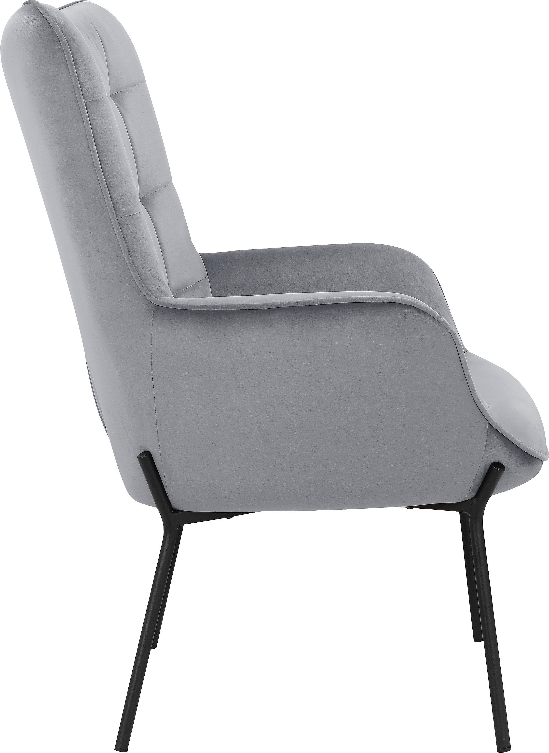 OTTO products Loungesessel »Luukas, Ohrensessel mit Metallbeinen,«, (1 St.), Stoff recyceltes Polyester, Sitz und Rücken gepolstert, Sitzhöhe 46 cm