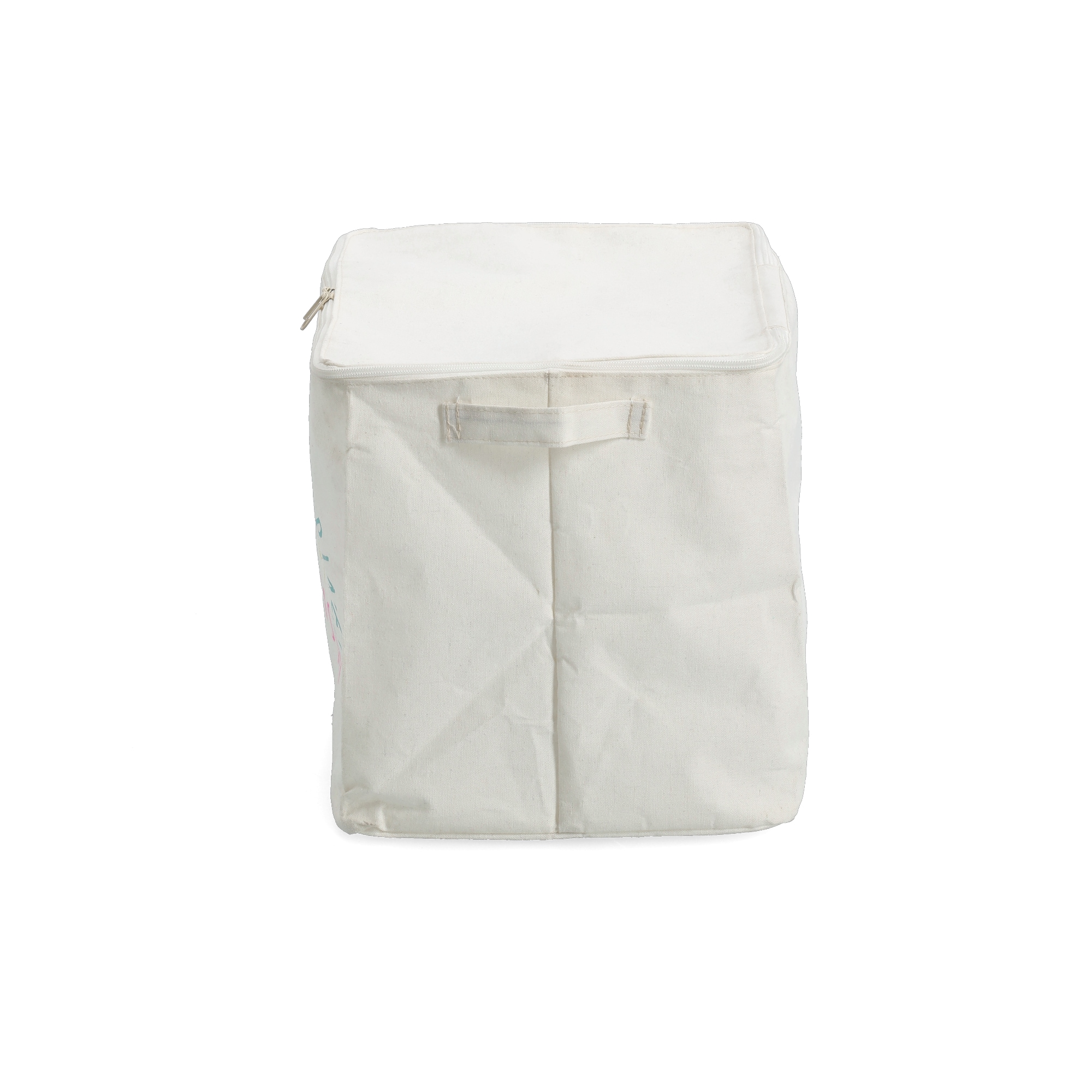 Zeller Present Aufbewahrungsbox »Aufbewahrungsbox, Polyester/Baumwolle, creme« mit Reißverschluss "Happiness", 2er Set, ca. 39x29x30 cm