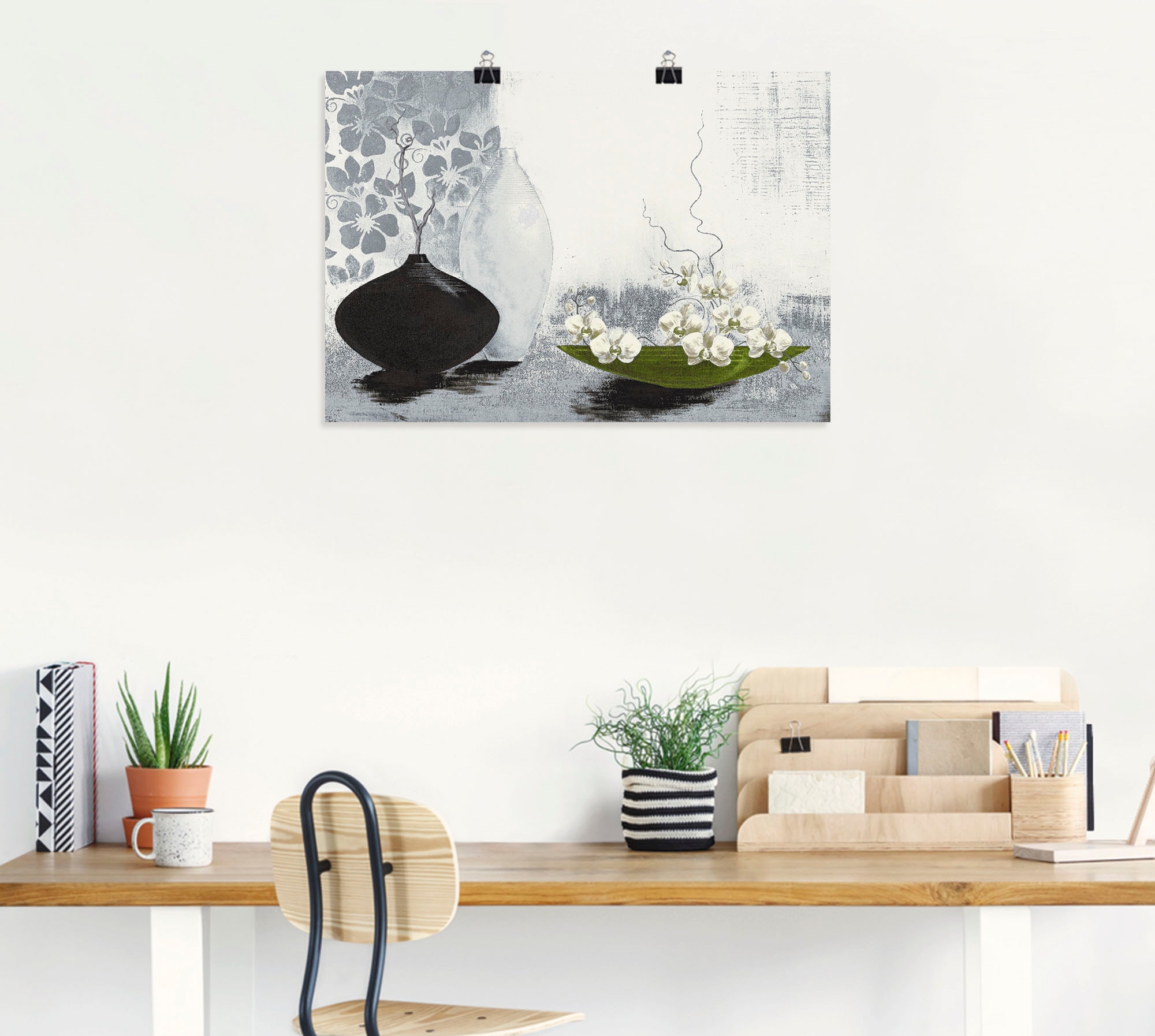 Artland Wandbild »Modernes bauchiges Gefäß mit Orchideen«, Vasen & Töpfe, (1 St.), als Leinwandbild, Poster in verschied. Größen