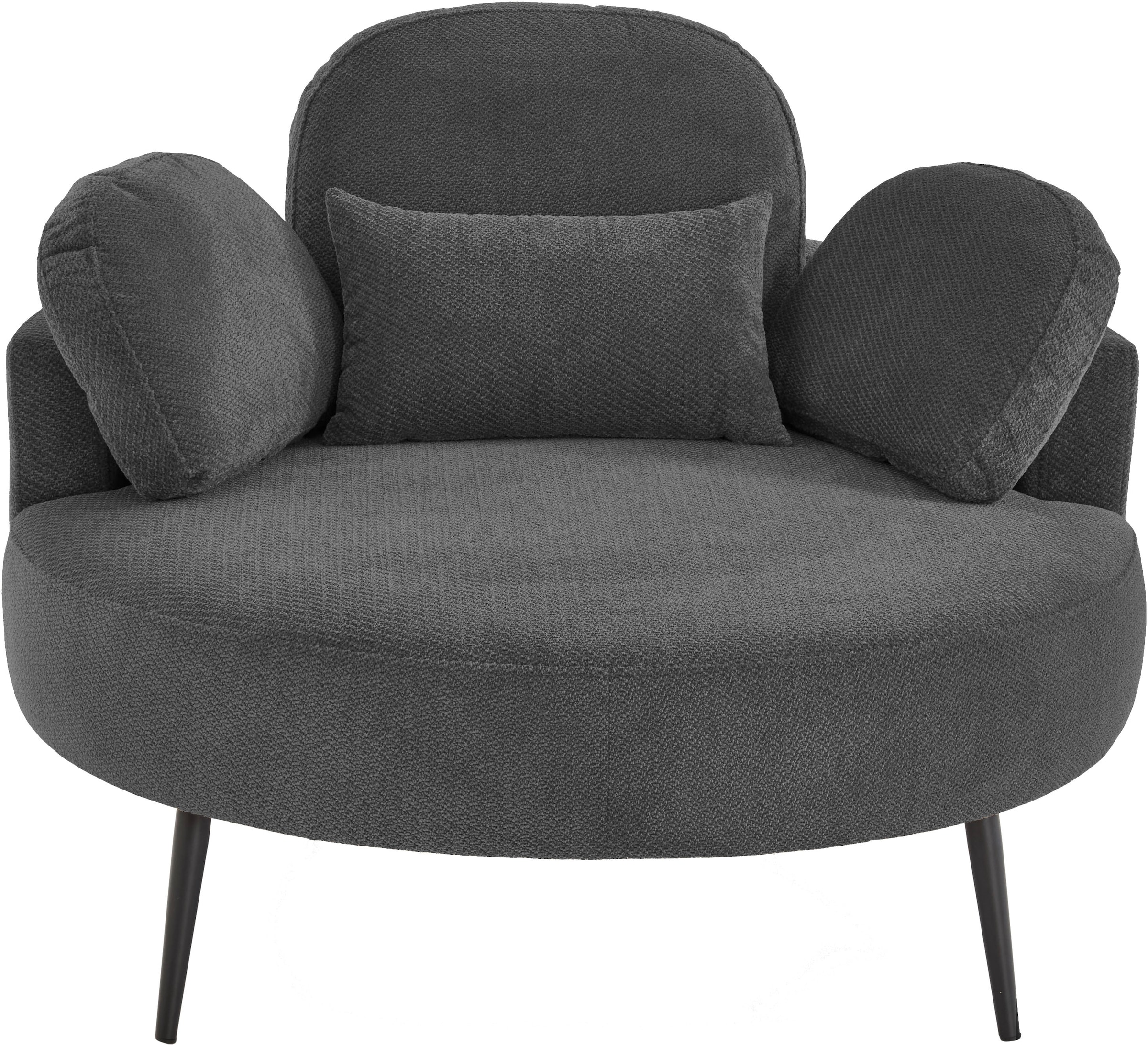 OTTO home Loveseat »Riko Sessel, B: 110 cm, Sitzhöhe: 44 cm« XXL- Sessel, mit Stauraumhocker, Rückenstütze & 4 Zierkissen