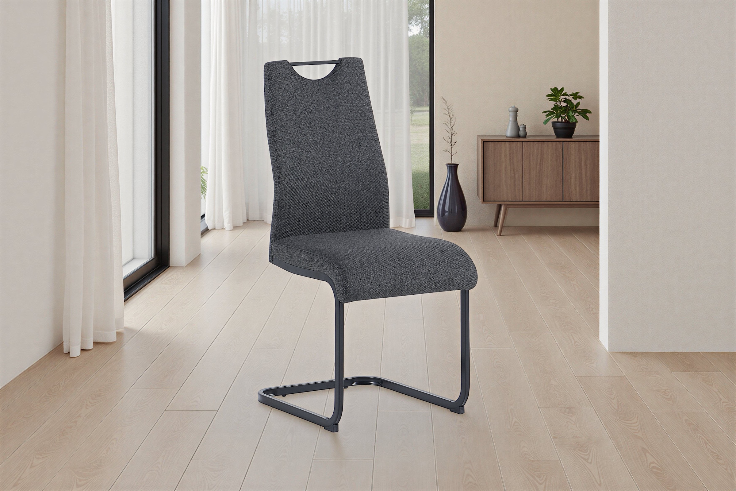 byLIVING Freischwinger »CAPRI« (Set) 2 Stk.Webstoff, bis 110 kg, Schaumstoff, Schwingstuhlgestell, mit Griff