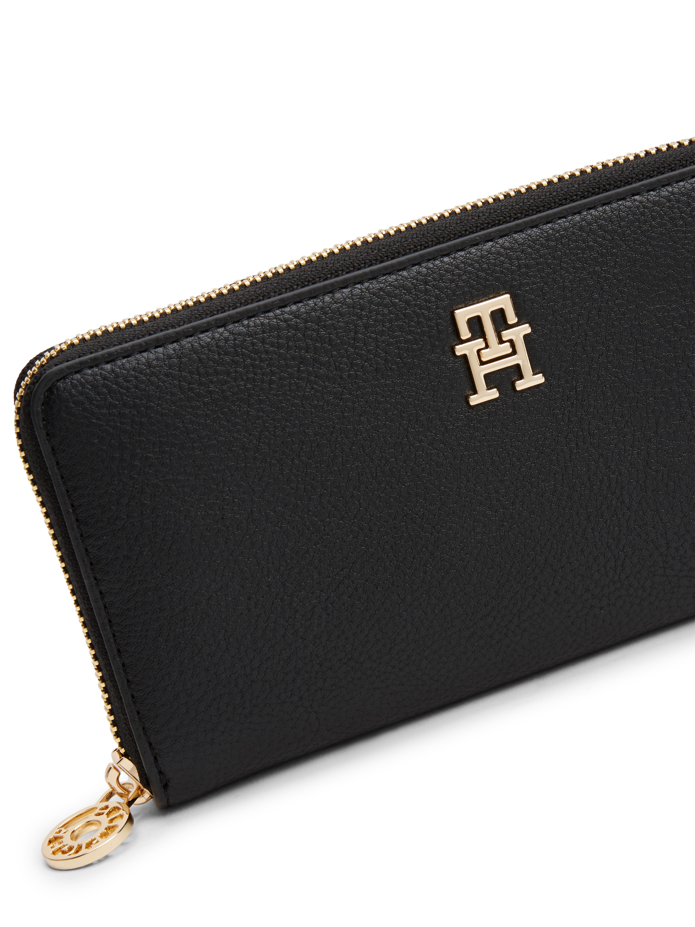 Tommy Hilfiger Geldbörse »TH DISTINCT LRG ZA«, Damen Geldbeutel, Portemonnaie mit goldfarbenem TH-Logoelement