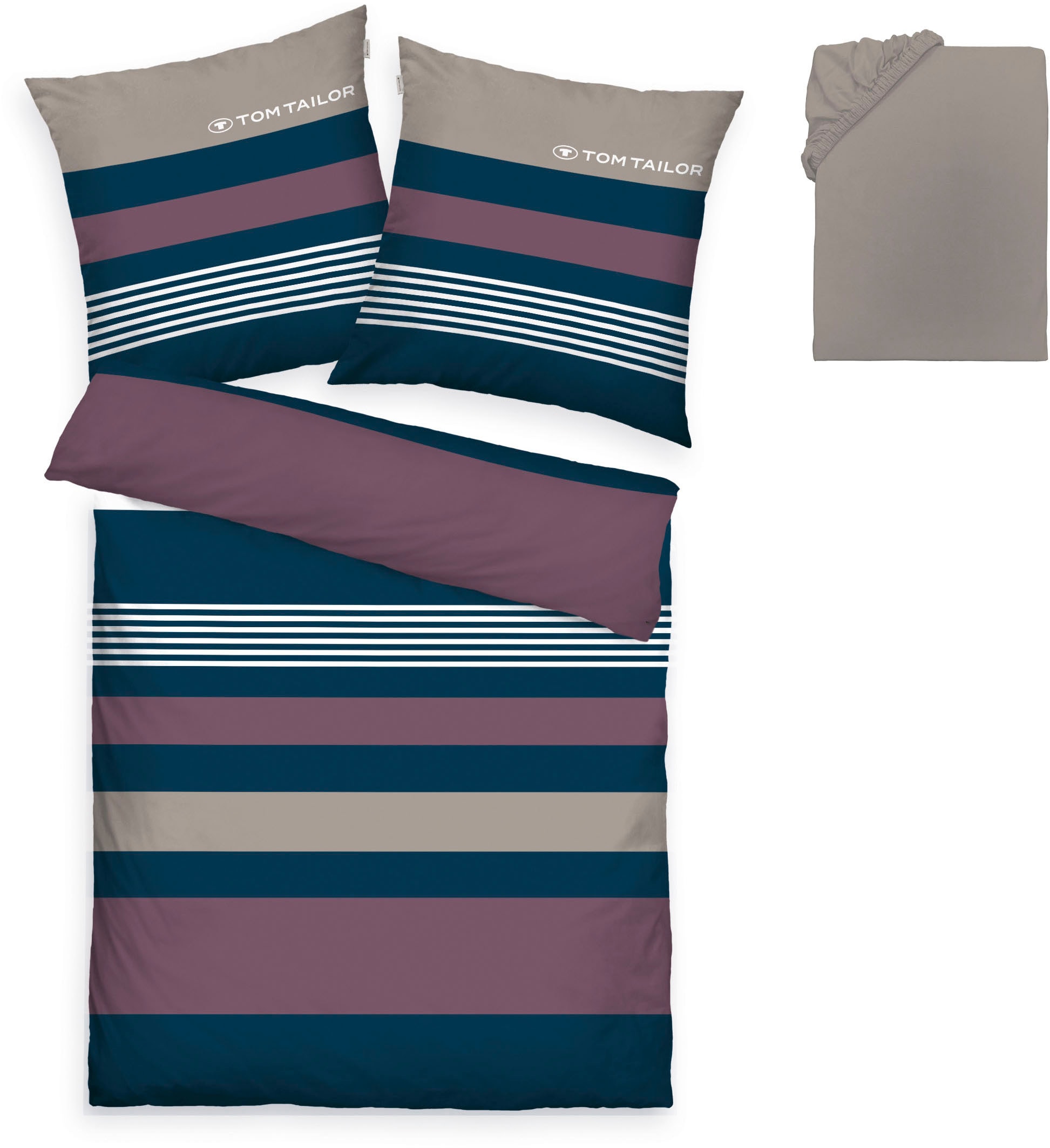 TOM TAILOR HOME Bettwäsche »Carl in Gr. 135x200 oder 155x220 cm«, mit GRATIS-Zugabe: Spannbettlaken, 100% Baumwolle, mit Reißverschluss