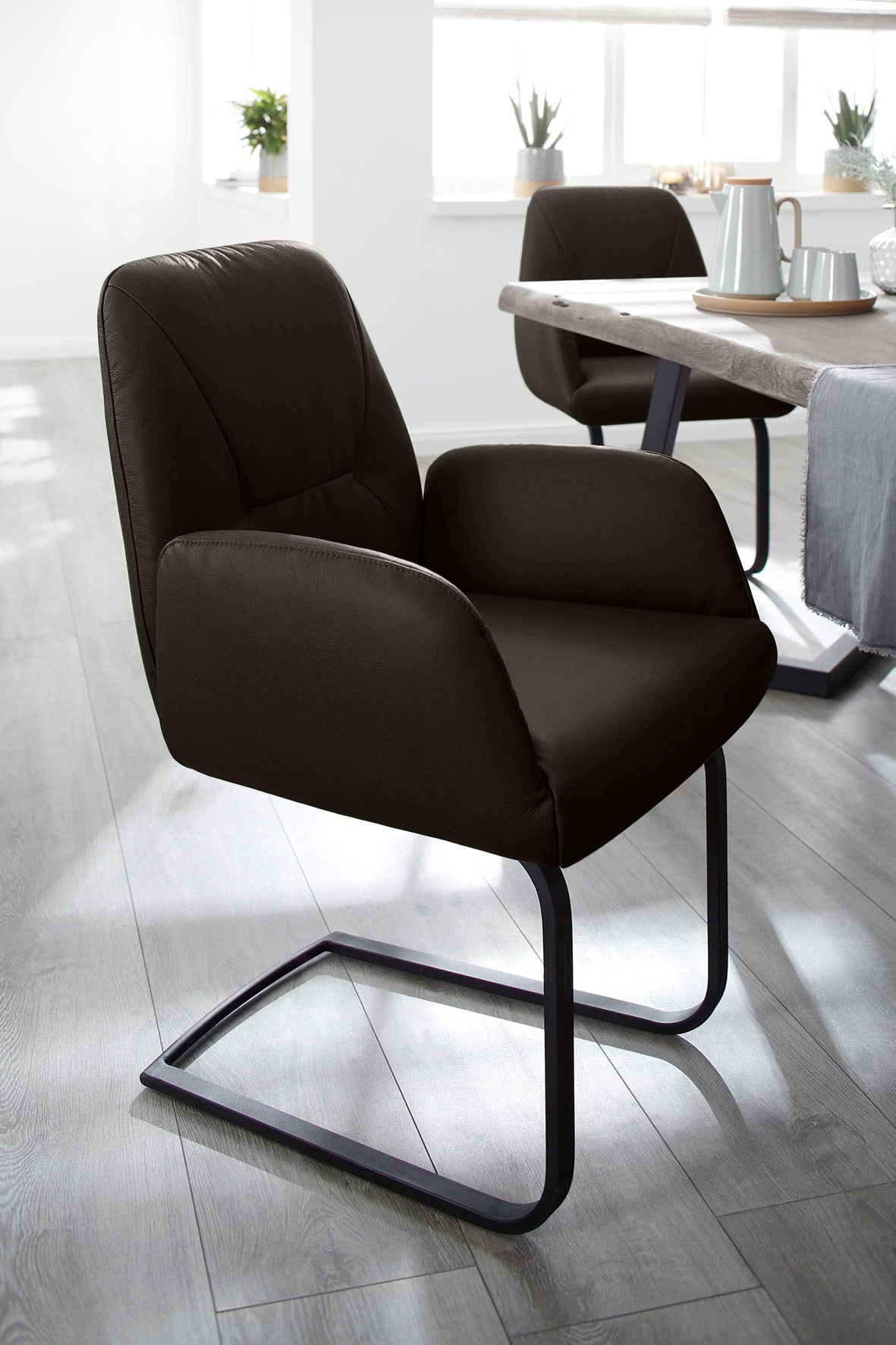 W.SCHILLIG Freischwinger »ole«, (Set), 2 St., Longlife Xtra-Leder Z59, 2er- oder 4er-Set, Gestell in Schwarz pulverbeschichtet
