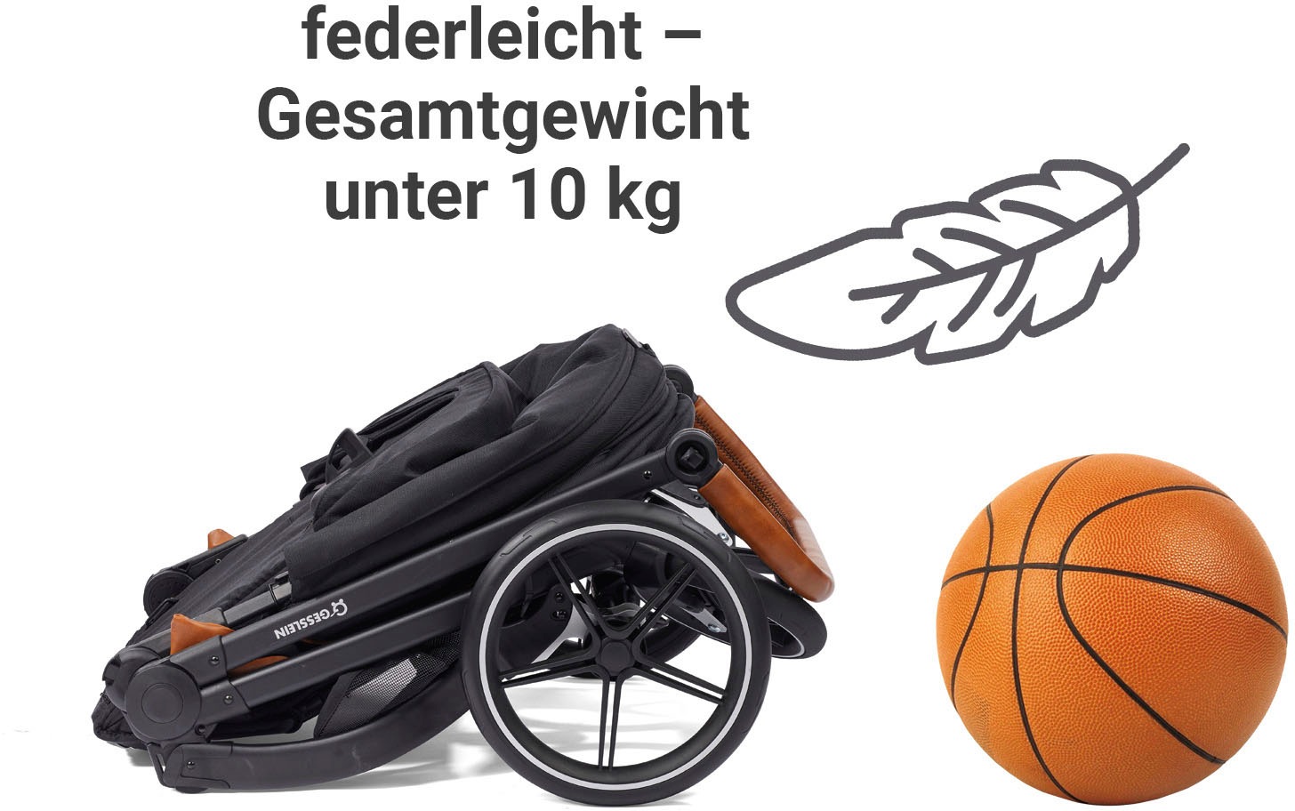 Gesslein Kombi-Kinderwagen »FX4 Soft+ mit Aufsatz Swing schwarz, mango«, mit Babywanne C3 und Babyschalenadapter