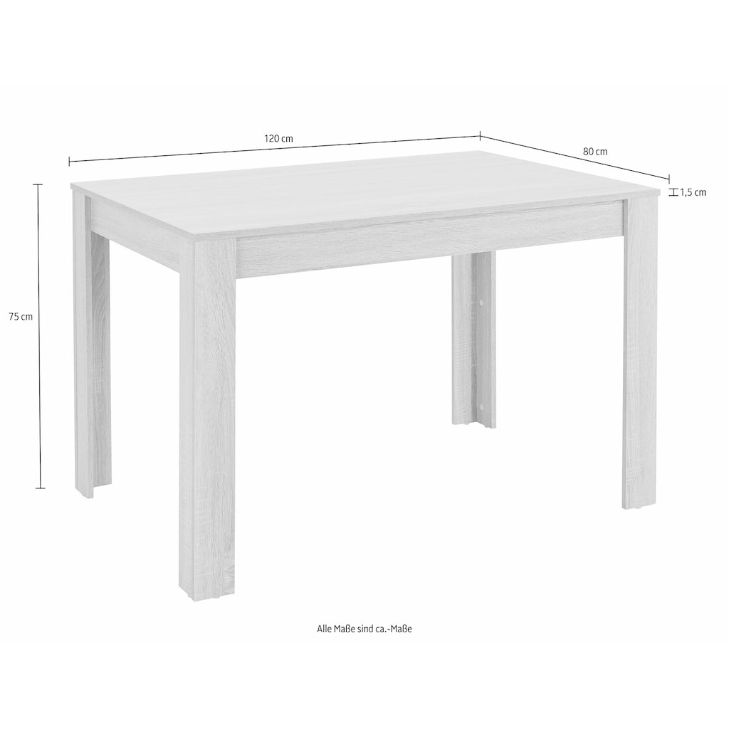 INOSIGN Essgruppe, (Set, 5 tlg.), Tischbreite 120 cm in eichefarben sägerau