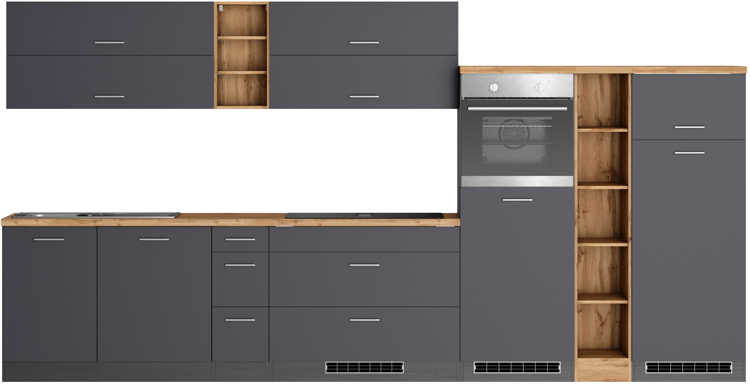 KOCHSTATION Küchenzeile »KS-Milan, optional mit Muldenlüfter« Breite 390 cm günstig online kaufen