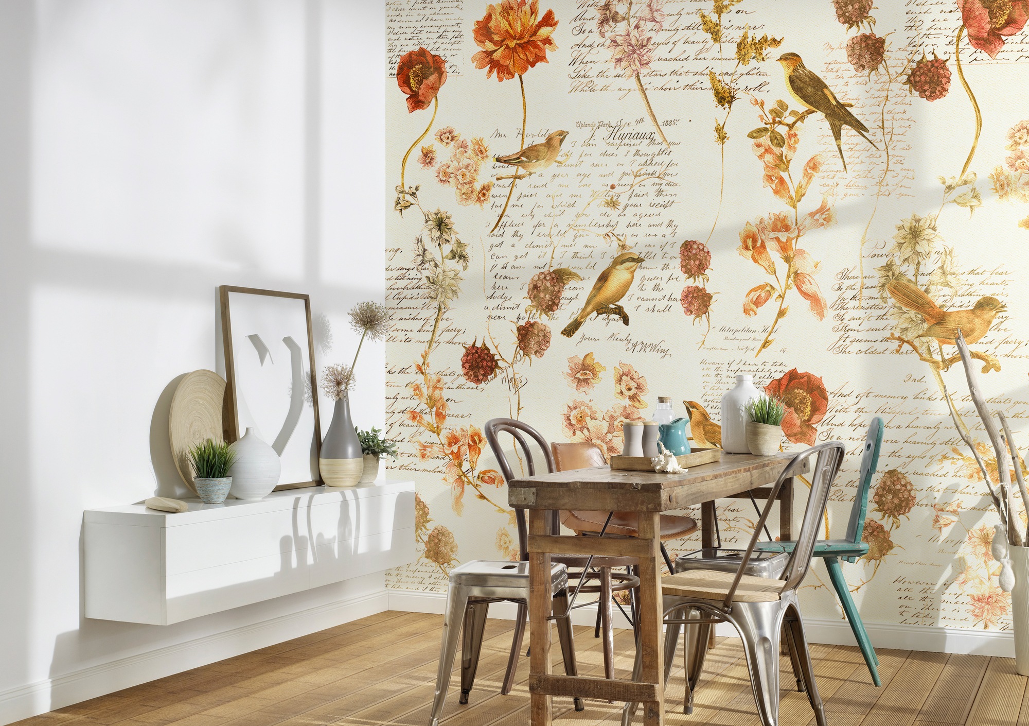 Architects Paper Fototapete »Atelier 47 Bird Poetry 1«, floral, Vlies, Wand, Schräge, Decke