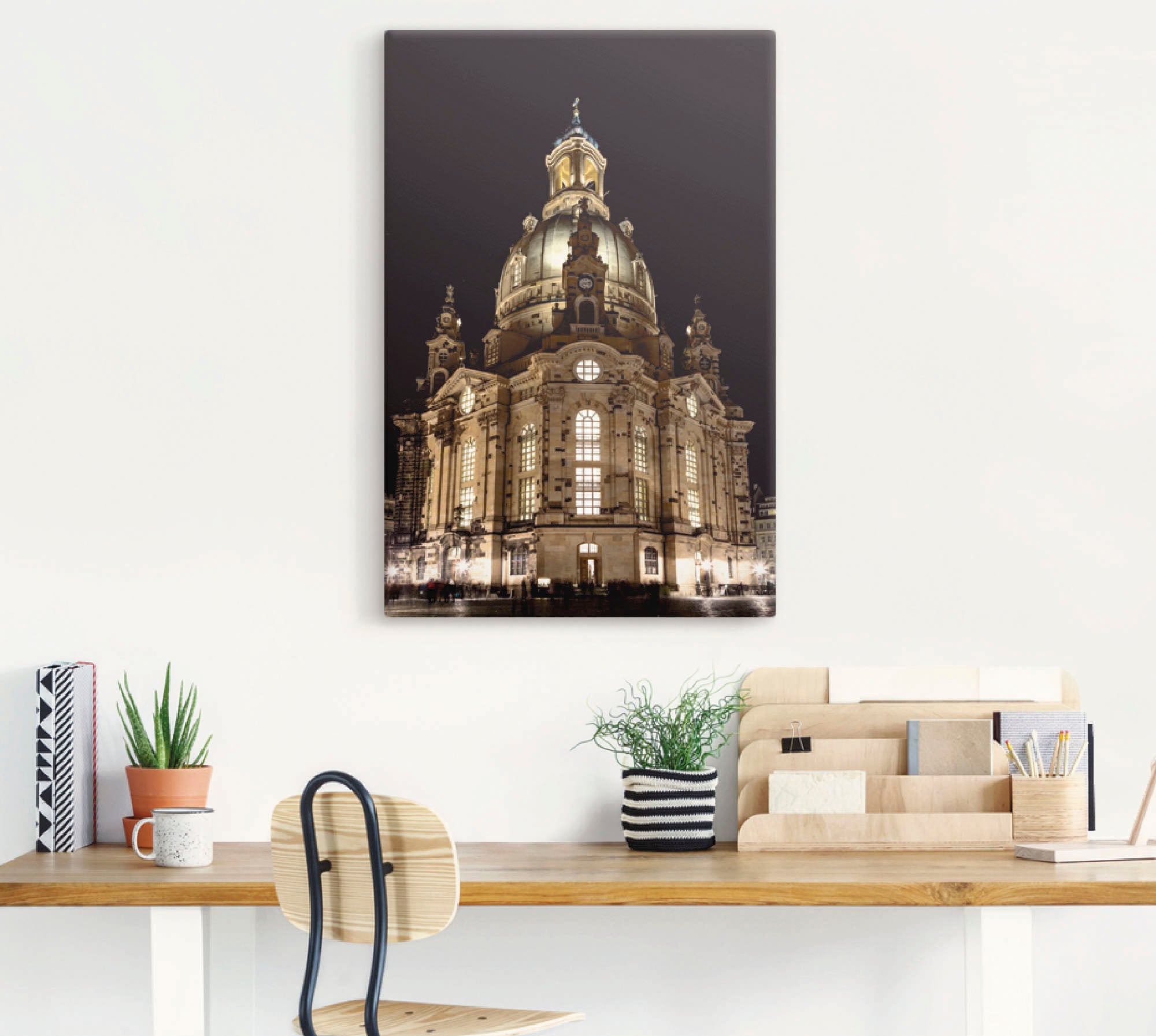 Artland Wandbild »Erleuchtete Frauenkirche in Dresden«, Gebäude, (1 St.), als Leinwandbild, Poster in verschied. Größen