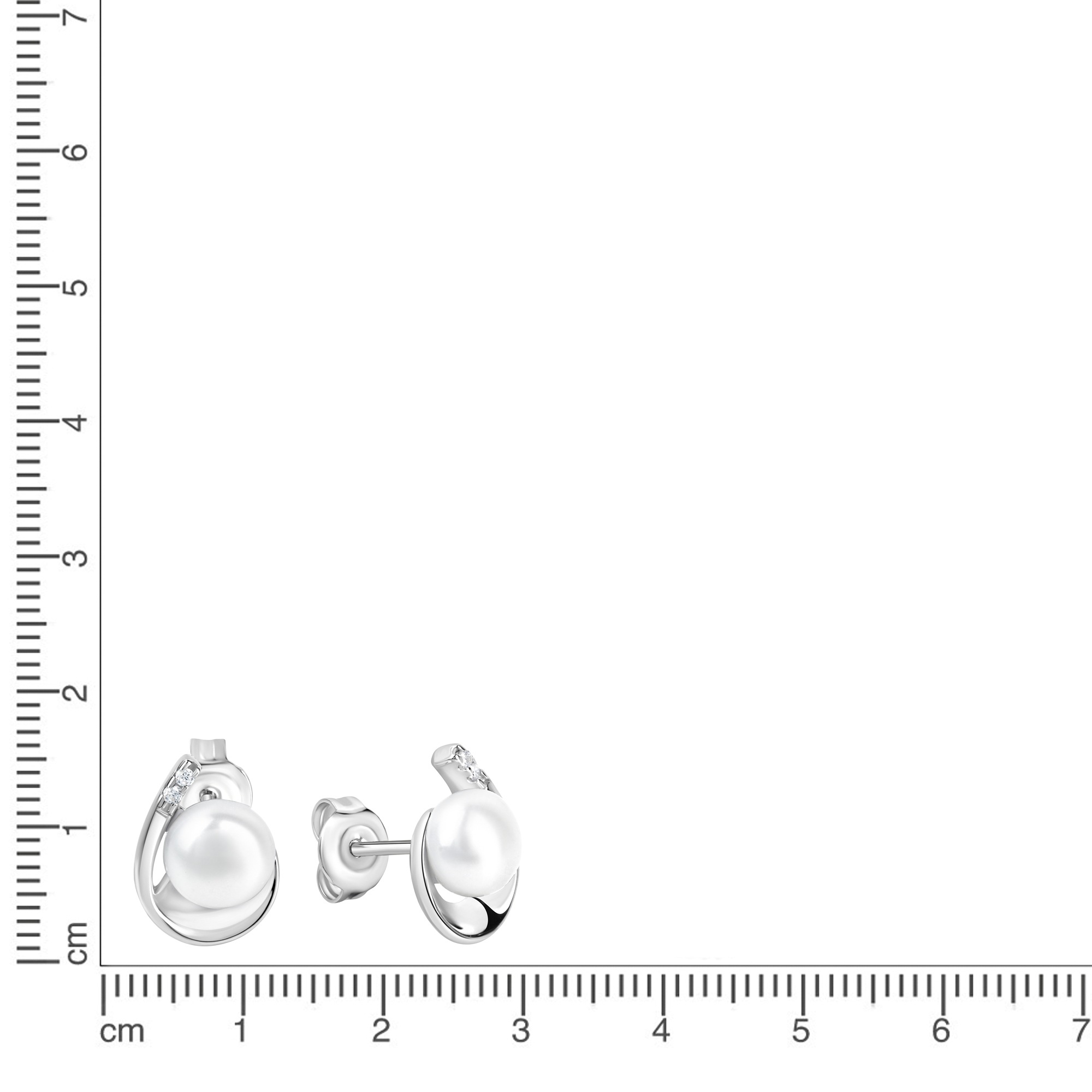 Zeeme Paar Ohrstecker »Silber 925 rhodiniert Perle weiß 6,5-7mm Zirkonia«