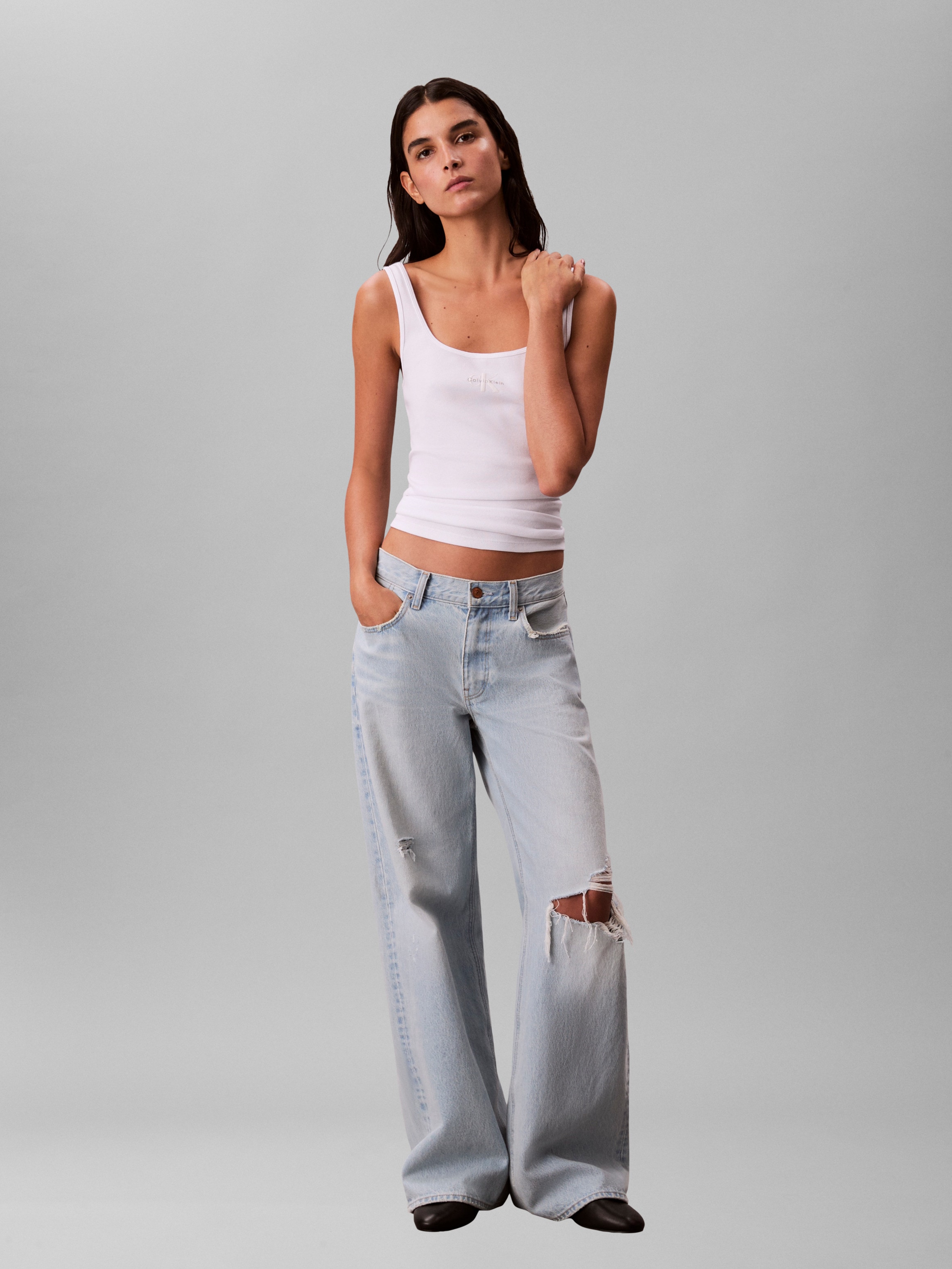 Calvin Klein Jeans Tanktop »MONOGRAM SCOOP NK RIB TANK TOP« Mit Rundhalsausschnitt, regular fit