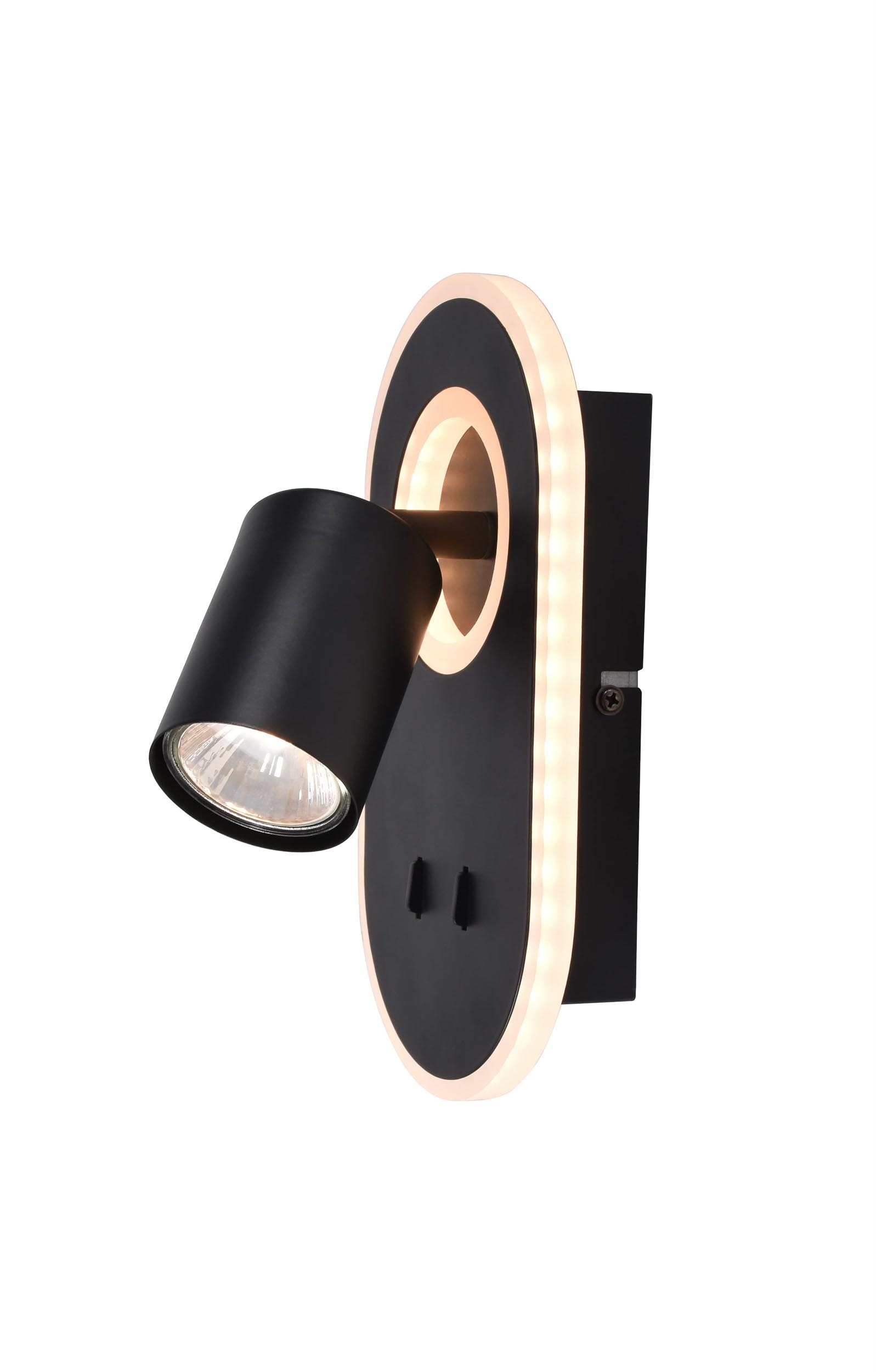 Brilliant LED Wandstrahler »Kimon«, 1 flammig-flammig, inkl. Schalter, 22 cm Höhe, GU10, Metall/Kunststoff, schwarz