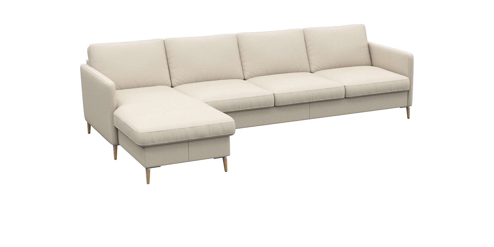 FLEXLUX Ecksofa »Fiore, super Sitzkomfort durch Kaltschaum im Sitz, L-Form«, schmale Armlehnen, Füße Alu+ Eiche