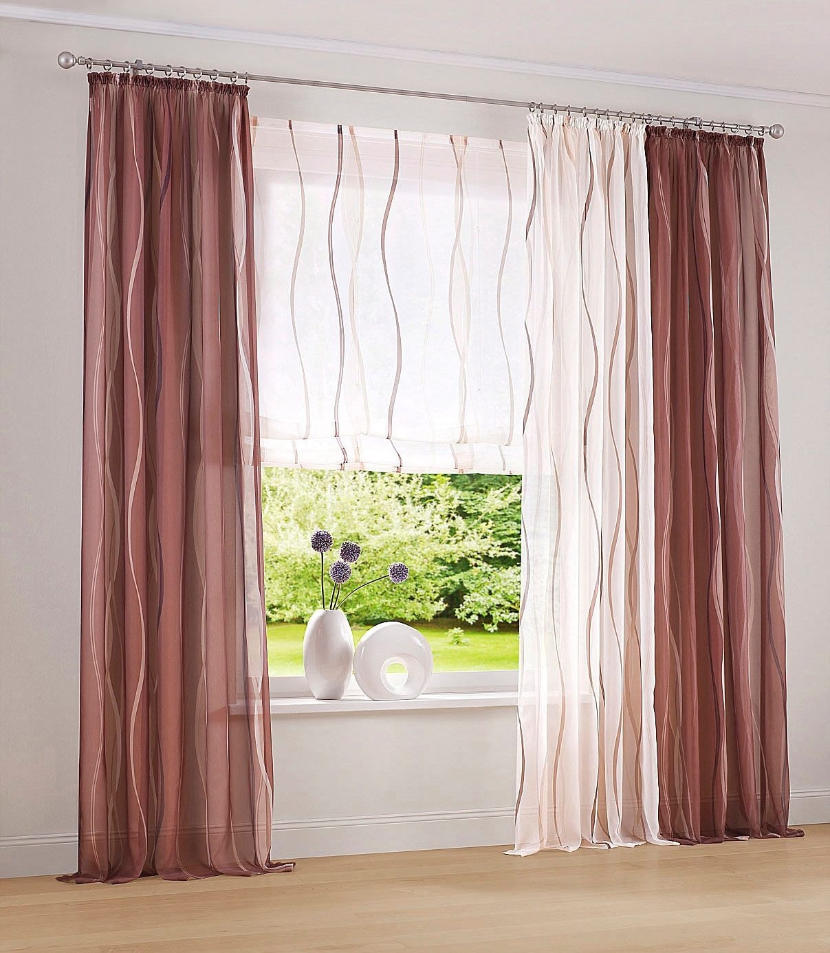 my home Raffrollo »Dimona«, mit Klettschiene, Transparent, Voile, Polyester, Wellen