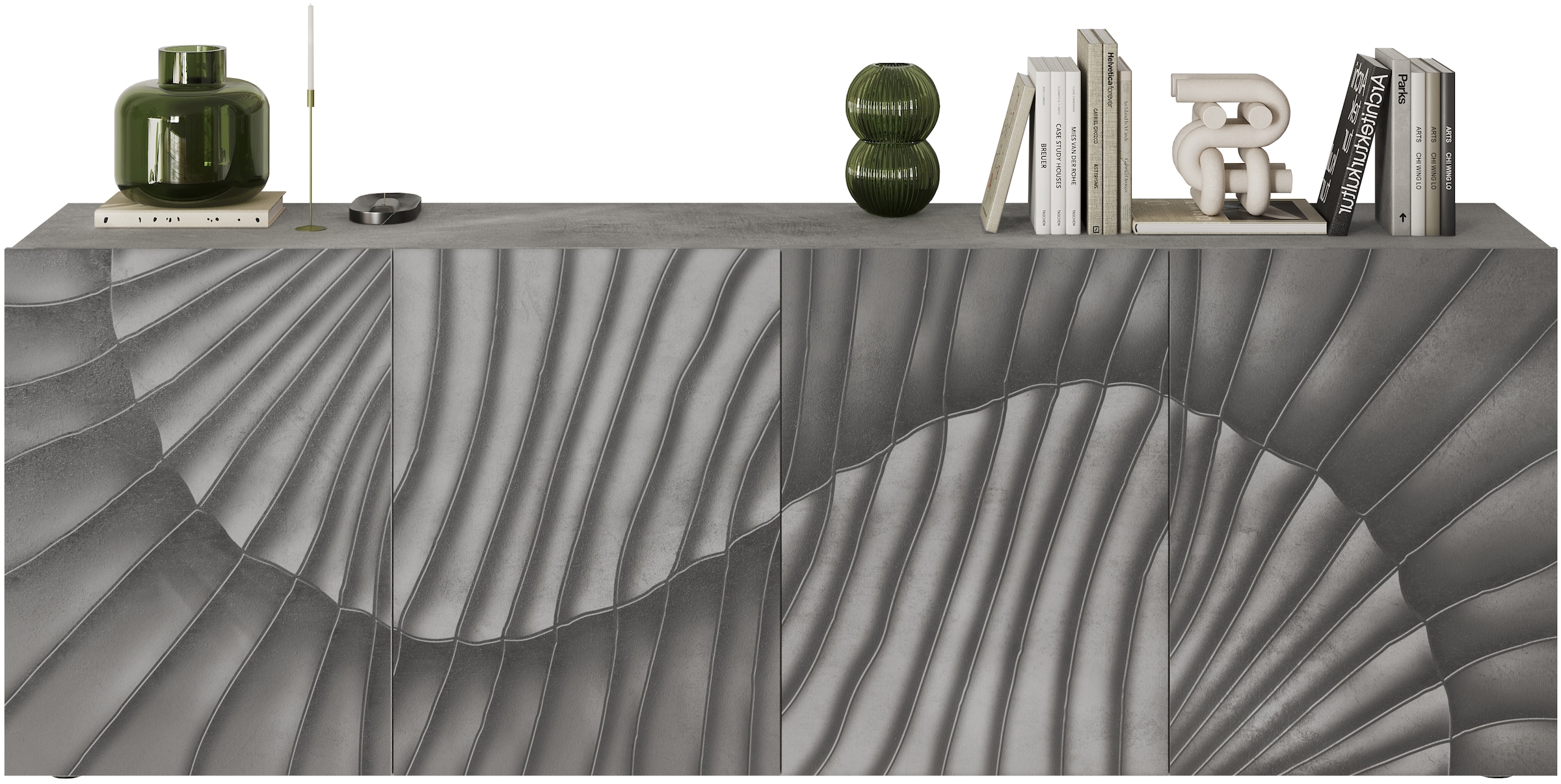 INOSIGN Sideboard »Snake Breite 241 cm, moderne Kommode mit 4 Türen«, Anrichte mit viel Stauraum, Front mit besonderem Siebdruck