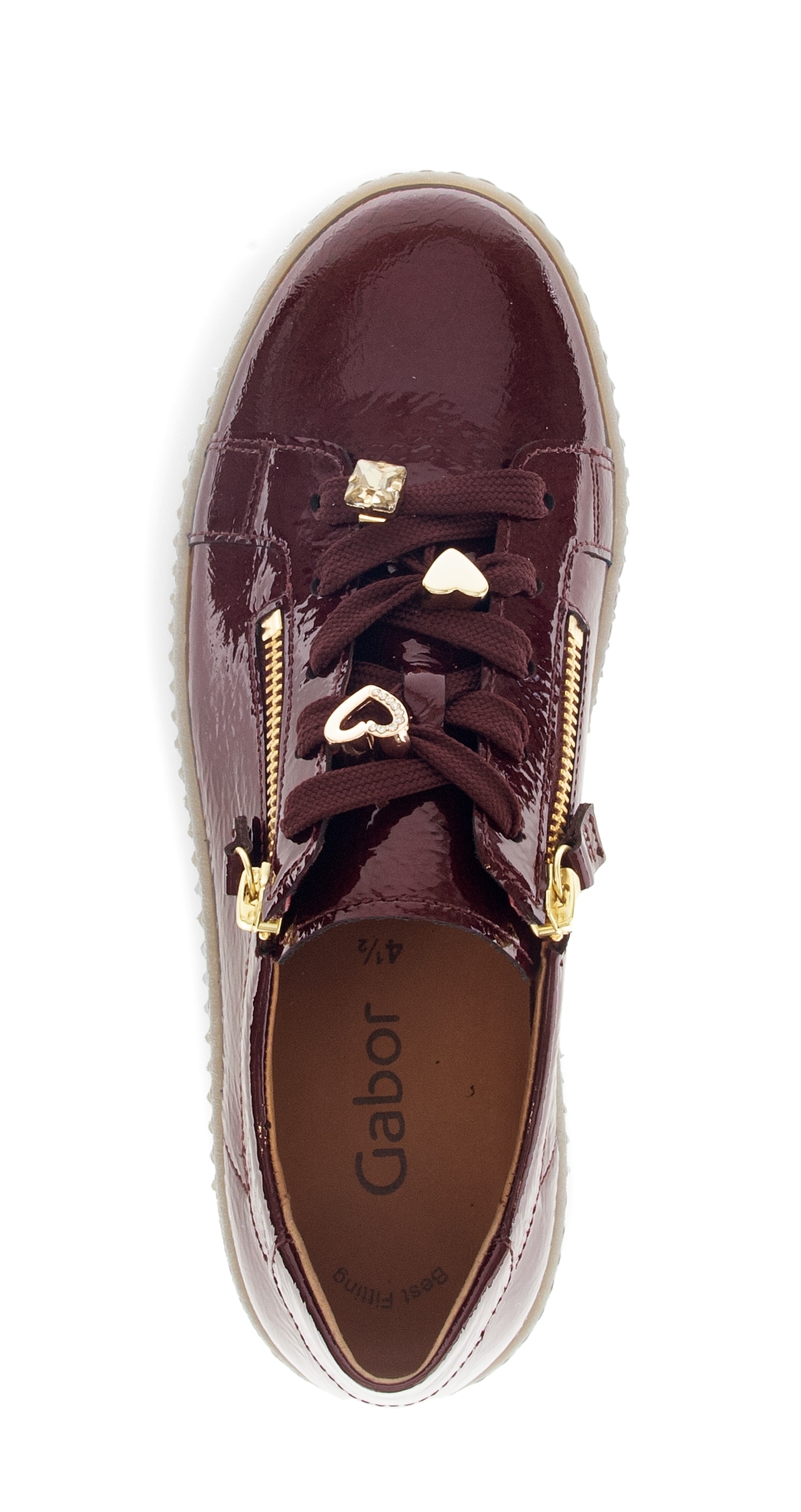 Gabor Plateausneaker, Freizeitschuh, Halbschuh, Schnürer mit edlen Schmuck-Motiven
