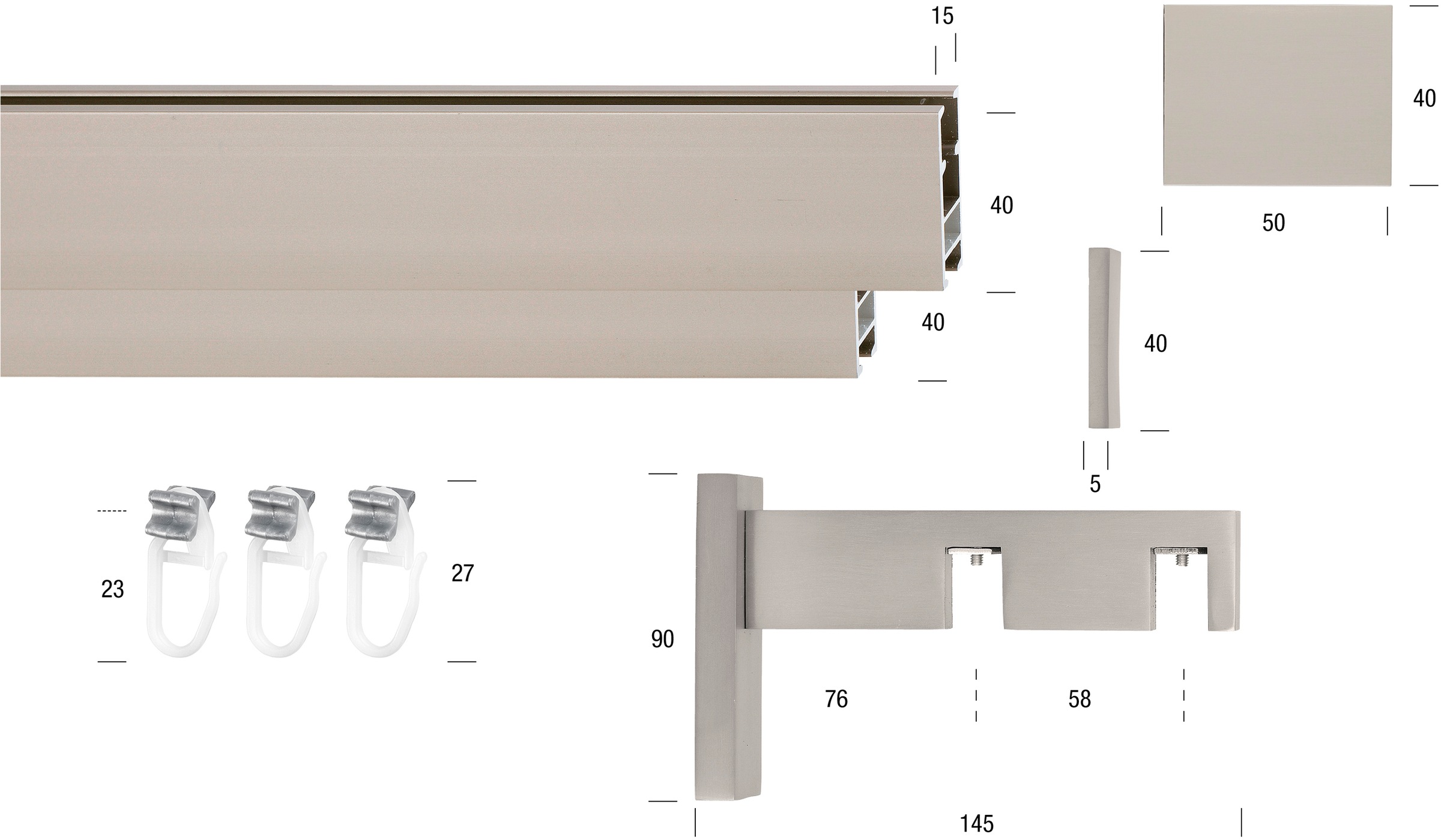 GARESA Gardinenstange »FLAT«, 2 läufig-läufig, Wunschmaßlänge, Rechteckprofil, Wandmontage, perfekter Lauf, modern, verlängerbar