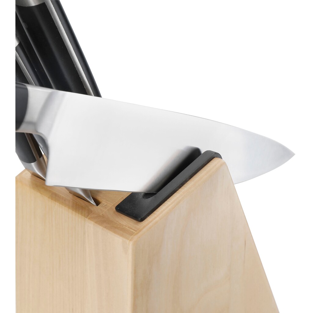 KitchenAid Messerblock »Gourmet«, 5 tlg., Messer japanischer Stahl, integrierter Messerschärfer, Birkenholzblock