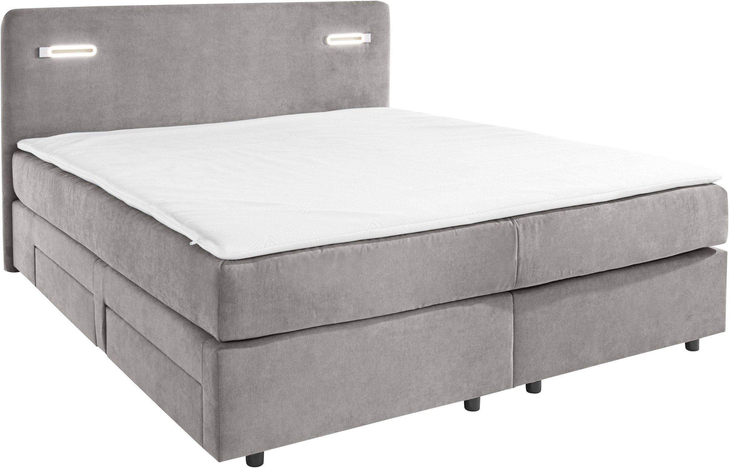 INOSIGN Boxbett »Luan«, Schubkästen, LED-Beleuchtung und Topper, in Breite 120 cm und 180 cm