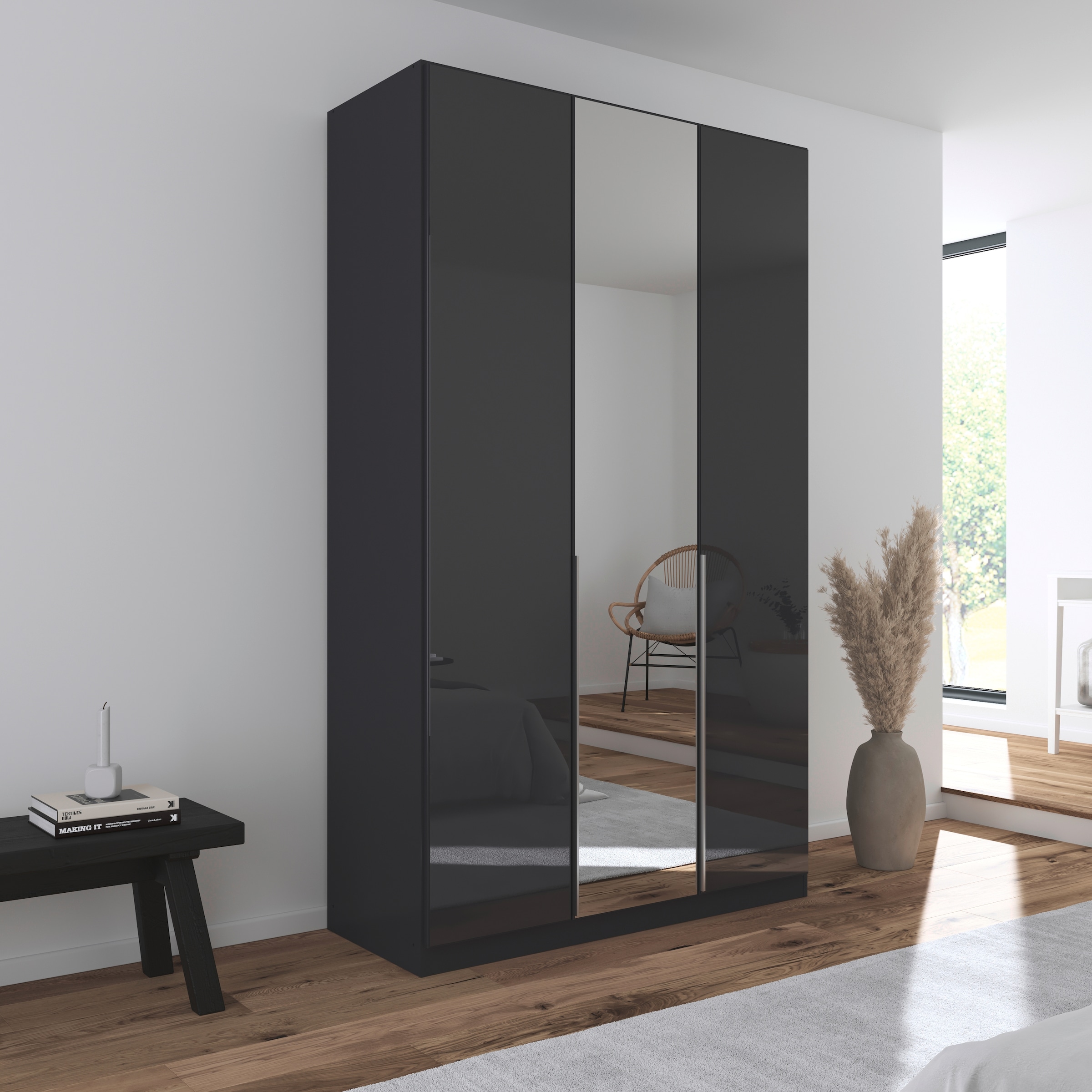 rauch Drehtürenschrank »Kleiderschrank Kleiderschränke Schrank Garderobe AGORDO mit Glasfront«, (in zwei Griff-Farben), durchdachte Innenausstattung, in 6 Breiten und 2 Höhen MADE IN GERMANY