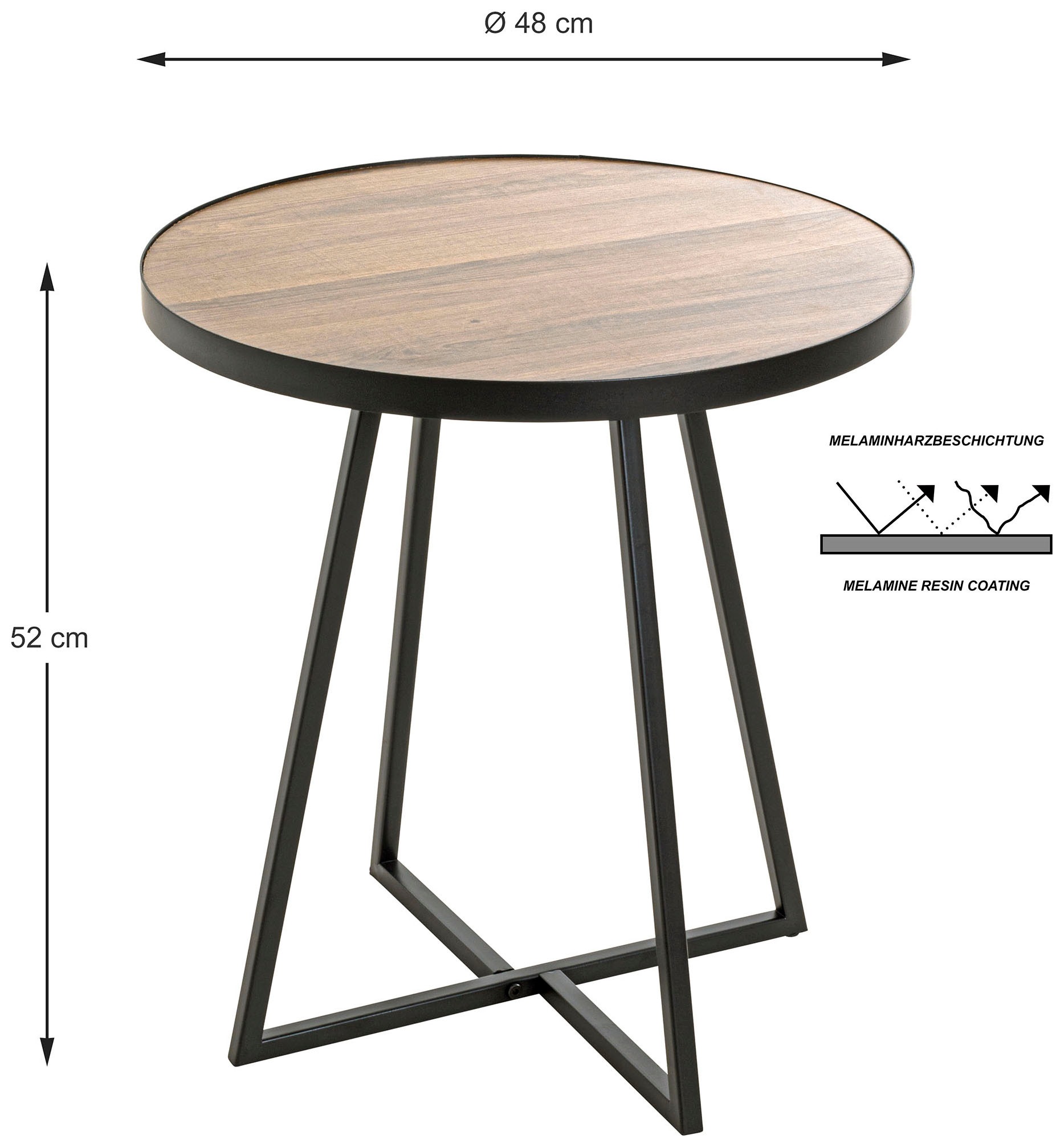 HAKU Beistelltisch »Sofatisch, Wohnzimmertisch« 1 Stk. tlg. rund - aus MDF Braun - Ø/H 48/52 cm