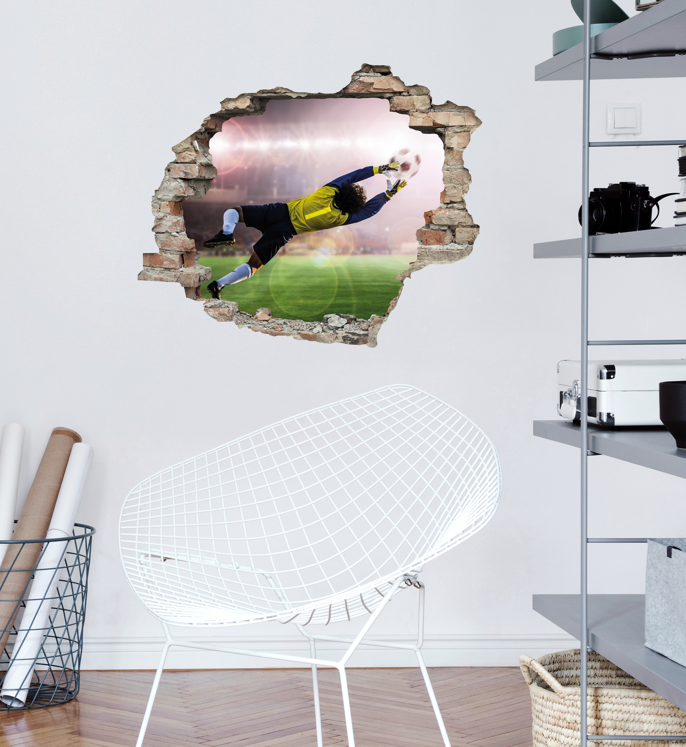 queence Wandtattoo »Torwart«, (1 St.), Wandsticker, Wandbild, selbstklebend, 3D, Wanddurchbruch
