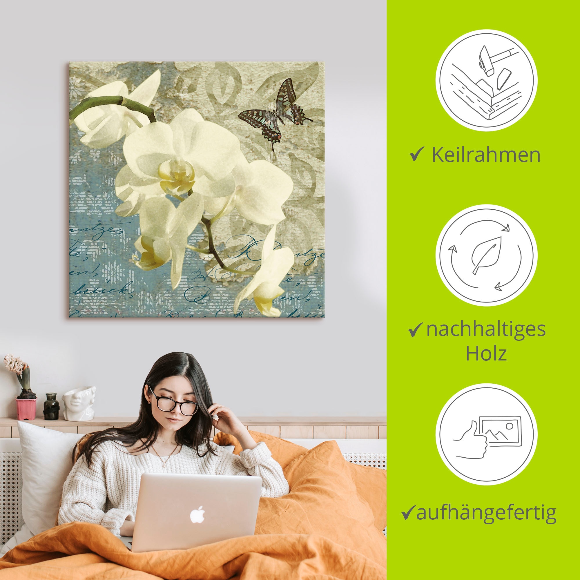 Artland Leinwandbild »Orchideen«, Blumen, (1 St.), auf Keilrahmen gespannt